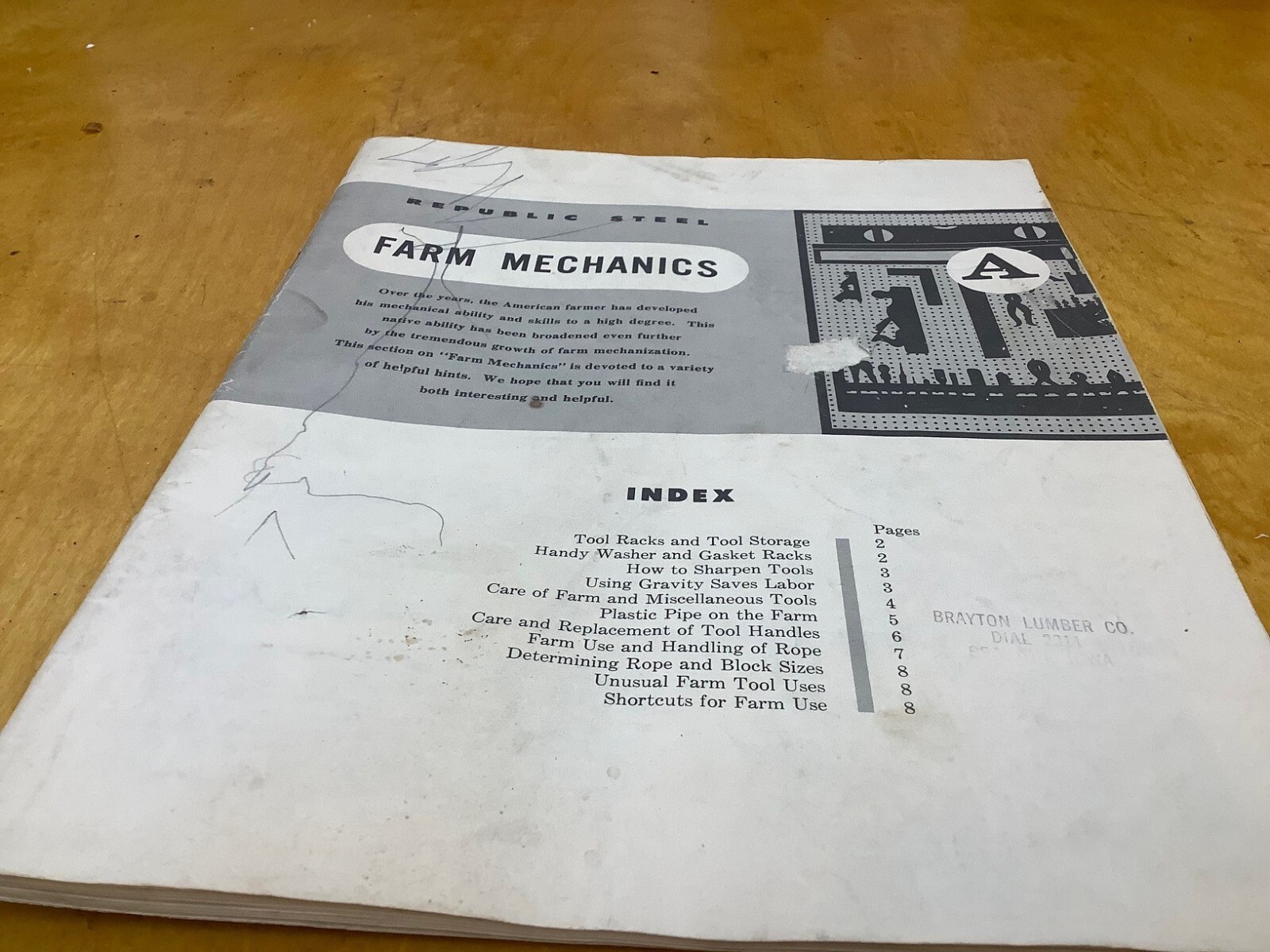 FARM MECHANICS MANUAL BY REPUBLIC STEEL- UNIQUE AND HELPFUL-GOOD USED CONDITION
