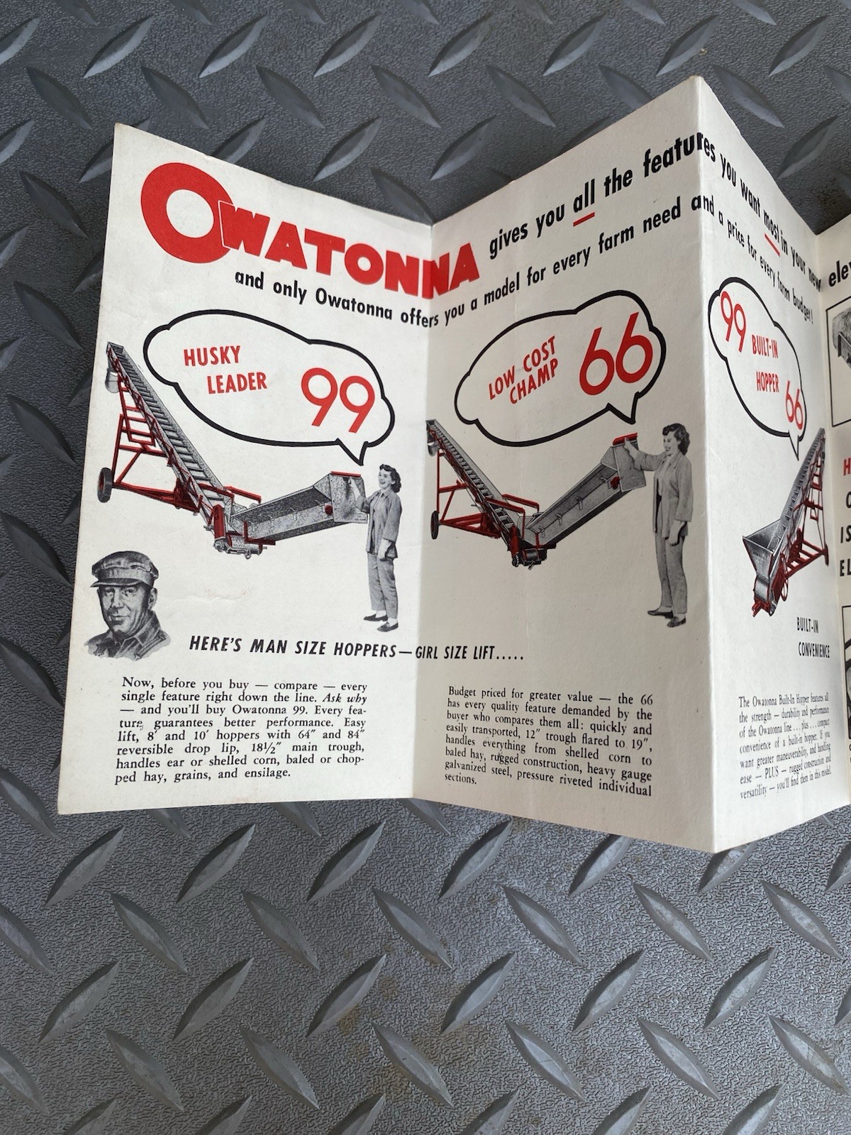 Owatonna Diedrich Windrower Brochure Portable Elevators Pocket Size