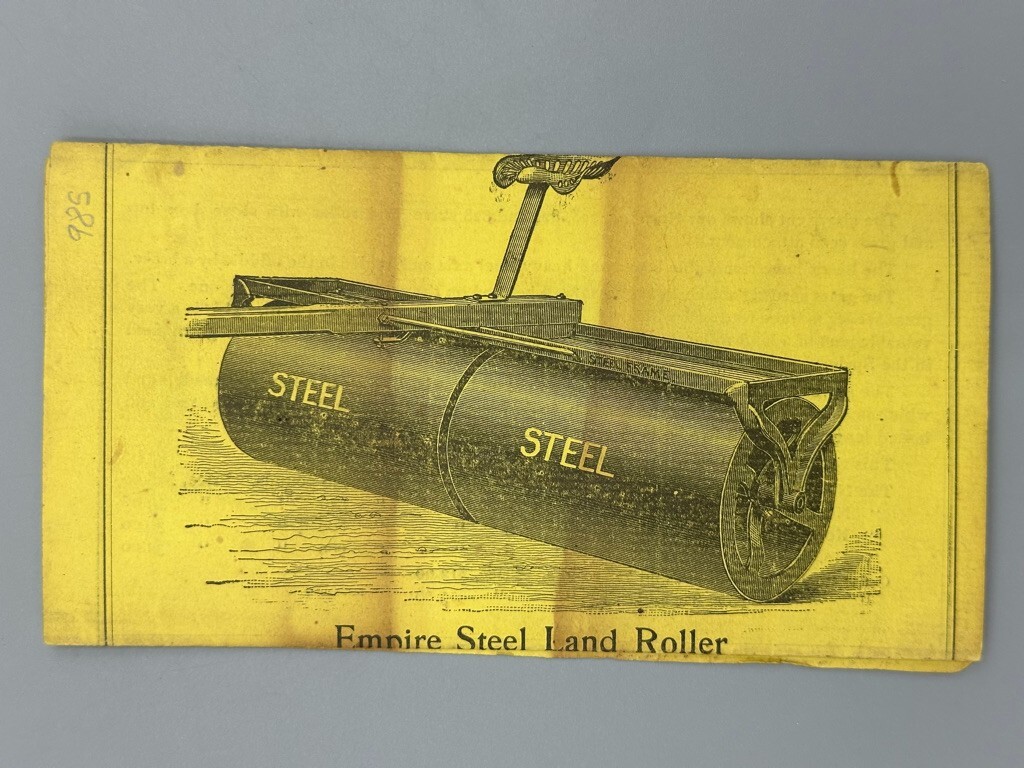 1880s EMPIRE AGRICULTURAL WORKS Roller Messinger Mfg FARM Advertising TATAMY PA