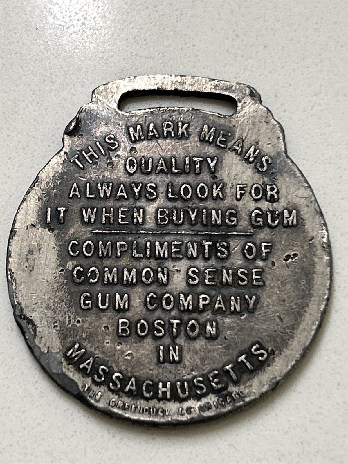 Common Sense Gum Company Advertising Pocket Watch Fob 10 Hallmark Excellency