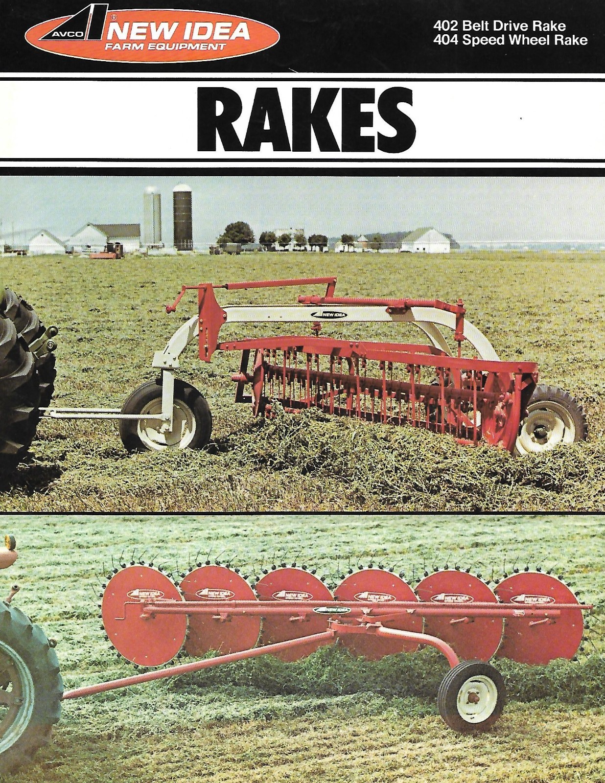 Farm Equipment Brochure – Avco New Idea – 402 404 – Rakes (F9570)
