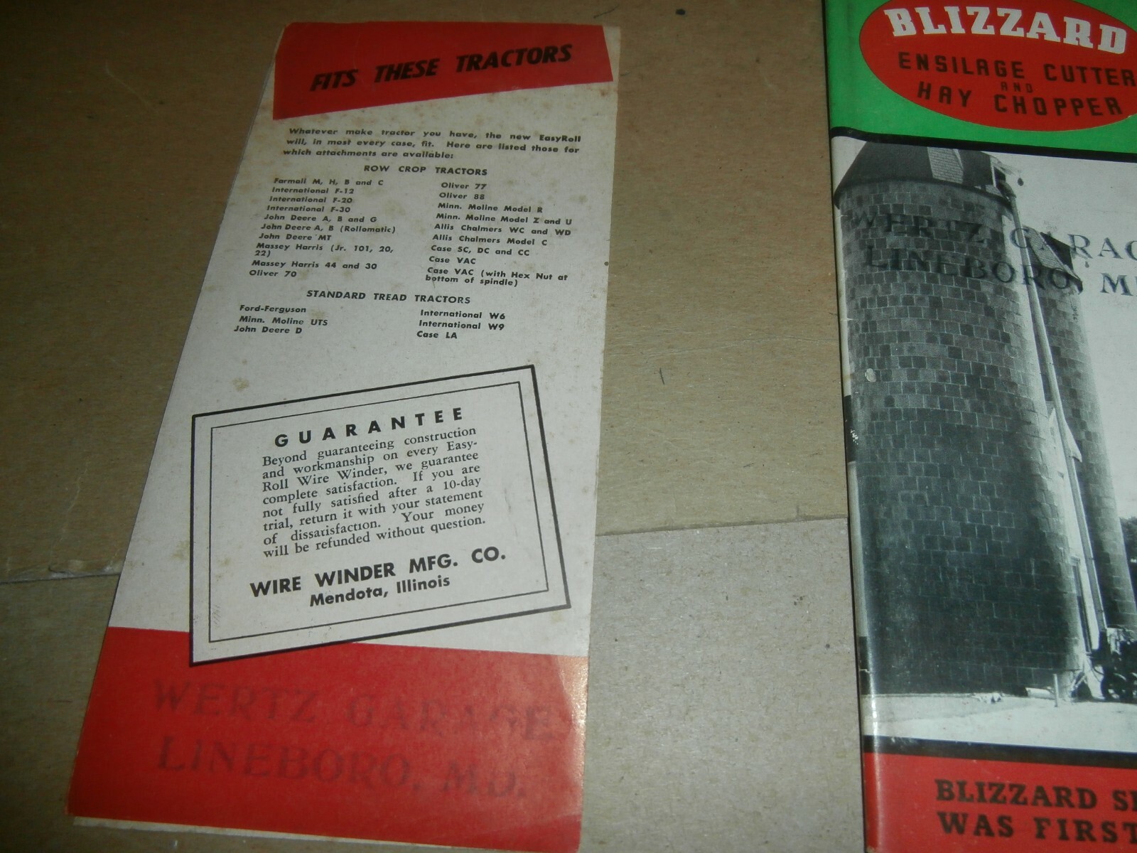 Vintage Farm Equipment Brochures Blizzard Ensilage Cutter Easy Roll Wire Winder