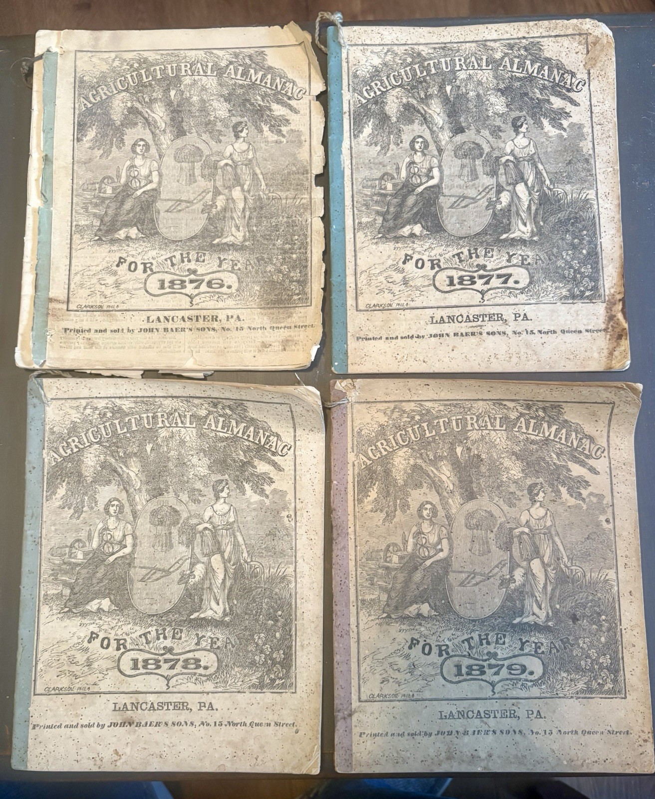 Lot Of 4 John Baer&rsquo;s Agricultural Almanac Lancaster, PA Antique! 1876-1879