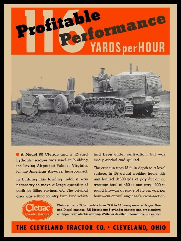 1936 Cleveland Tractor, CLETRAC Model 80 Crawler NEW METAL SIGN: 9×12&Prime;