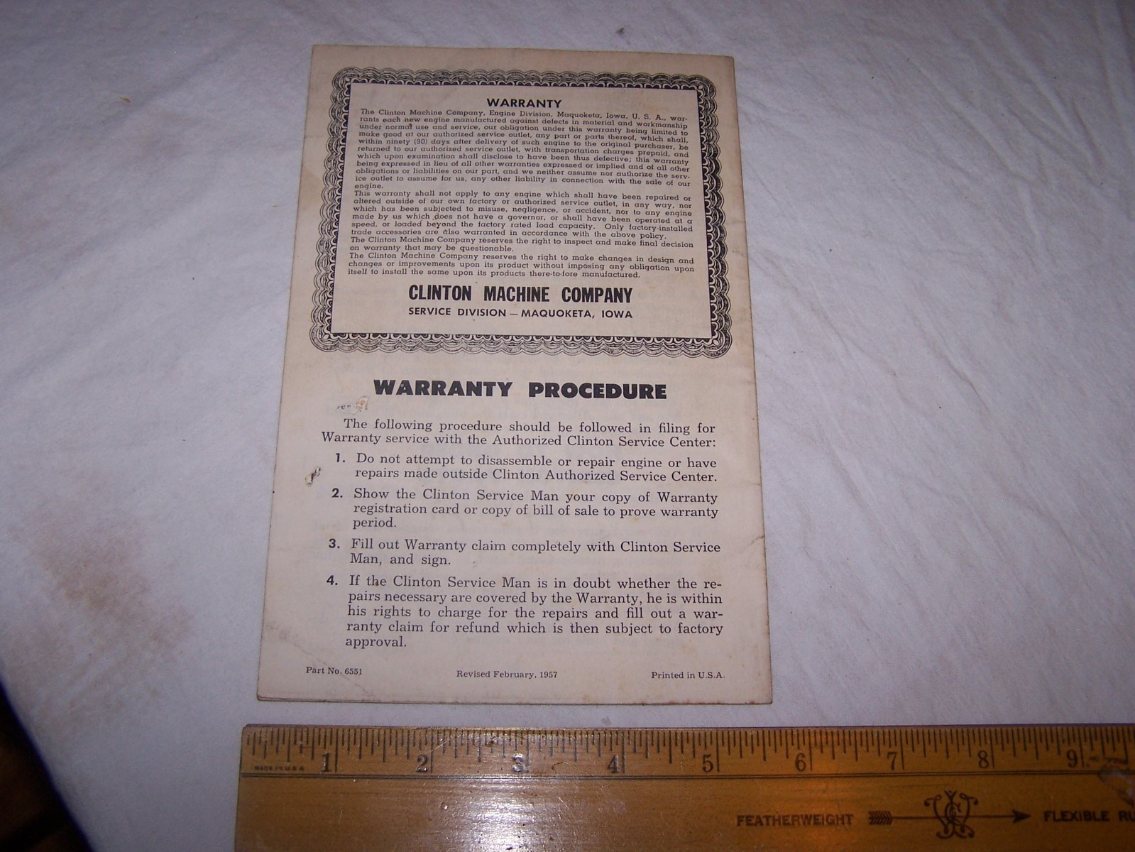 Vintage Operation & Maintenance Manual CLINTON Engines VS 100 A-2100 3100 AVS