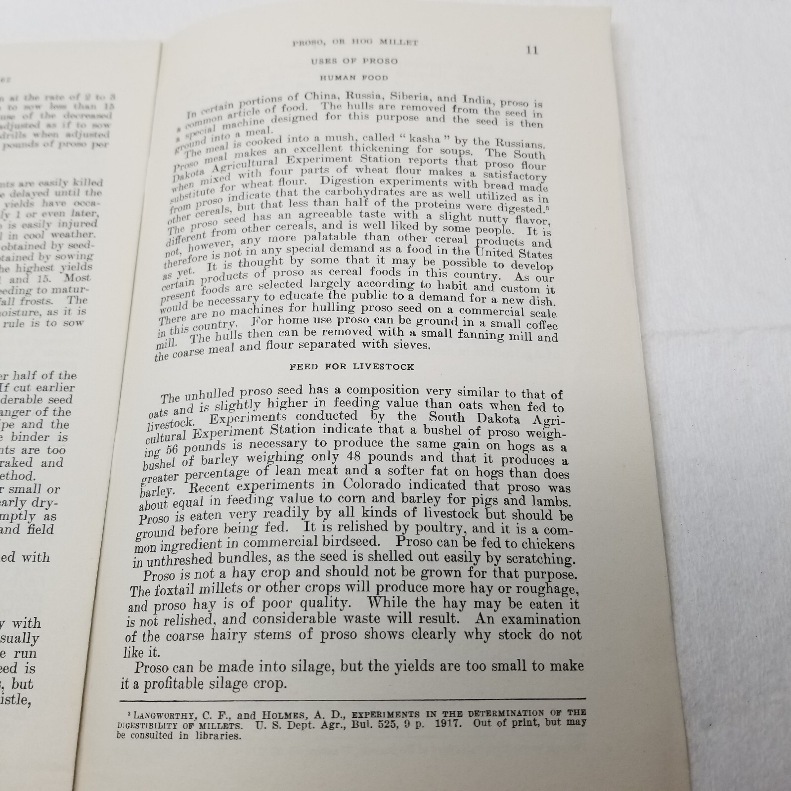 Proso Hog Millet 1937 Farmers&rsquo; Bulletin Booklet 1162 USDA Photos Charts