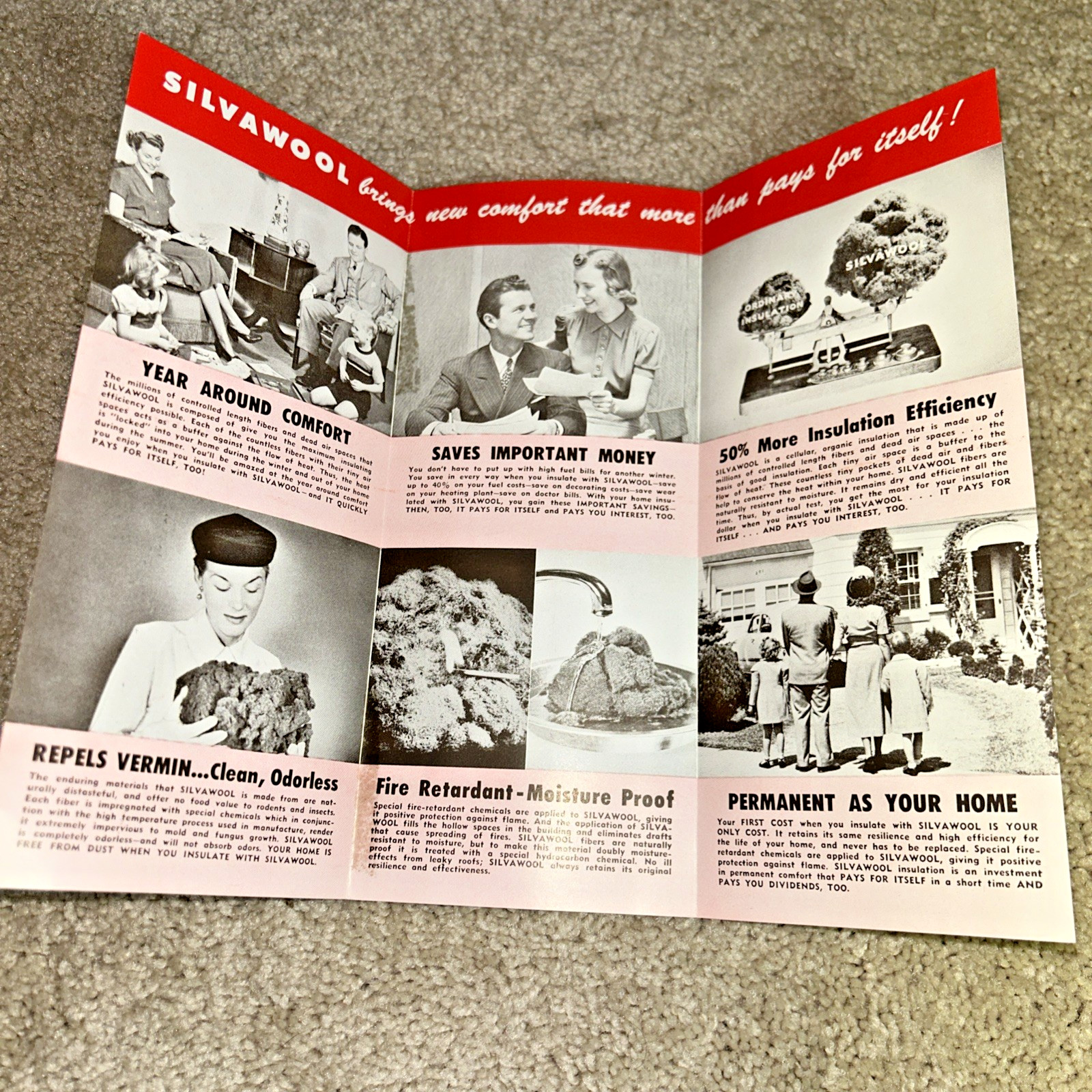 1950s Vintage WEYERHAEUSER DEVELOPMENT – SILVAWOOL HOME INSULATION Brochure