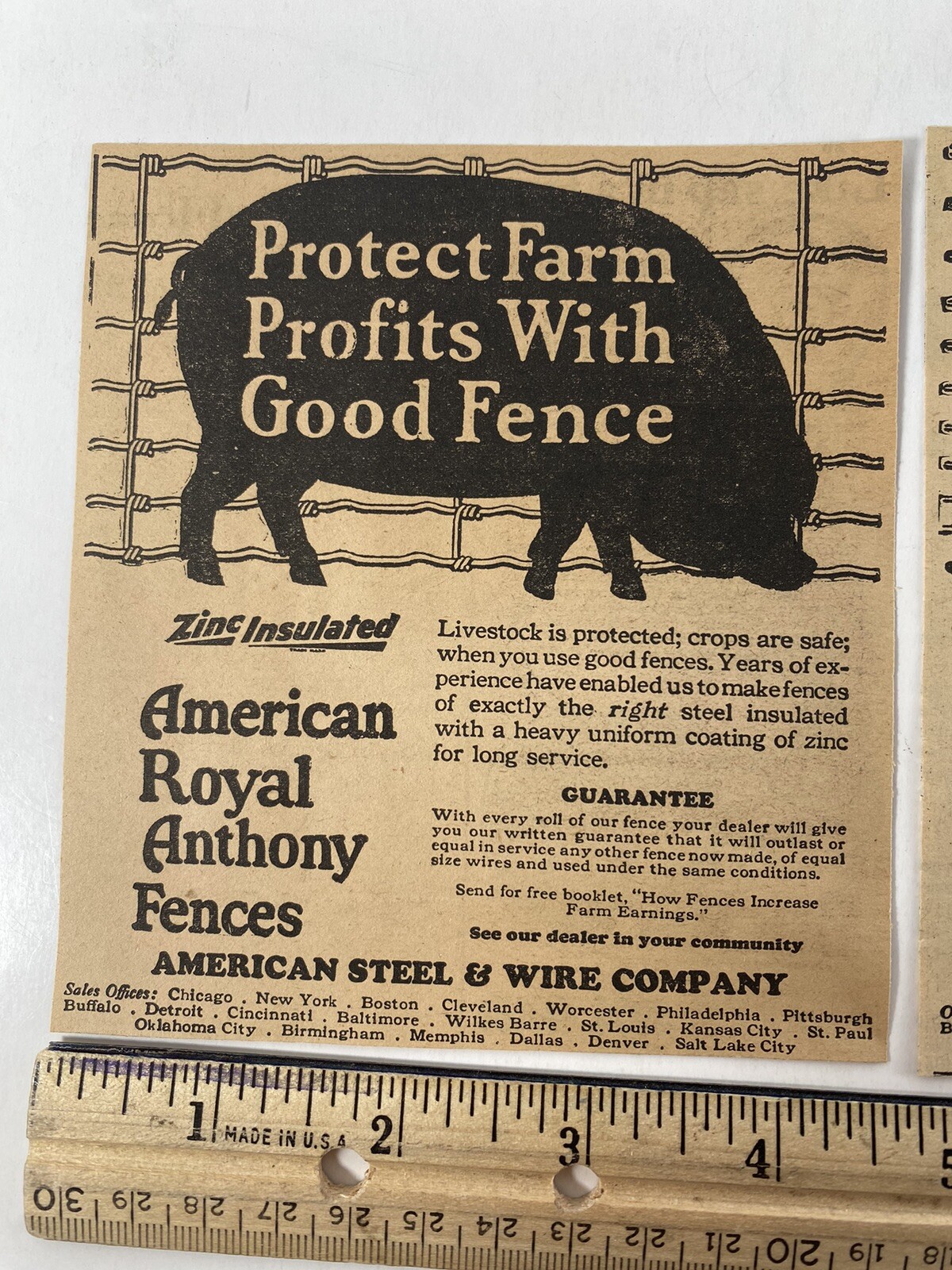 1927 American Royal Anthony Fences Steel Wire Co Vintage Print Ads Pig Farming