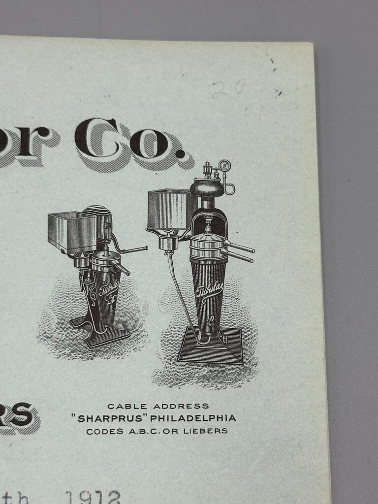 1912 SHARPLES CREAM SEPARATOR Farm Advertising Antique Illustrated Letter