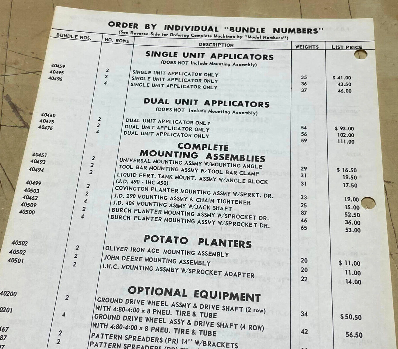 Vtg Original Noble Granular Insecticide Applicator Brochure and Price List Sheet