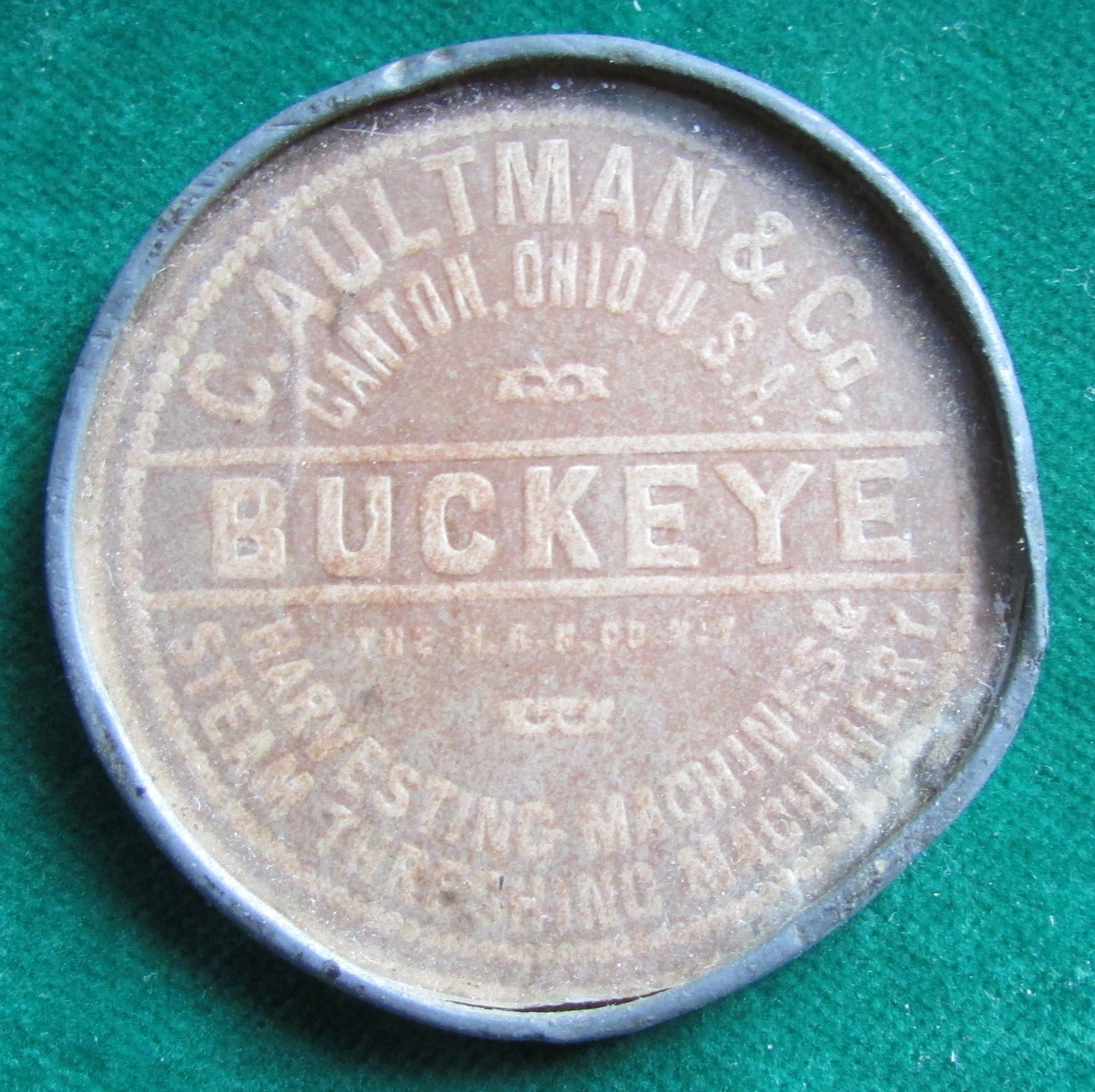 C AULTMAN & Co BUCKEYE Harvesting & STEAM THRESHING Machines pocket mirror OHIO