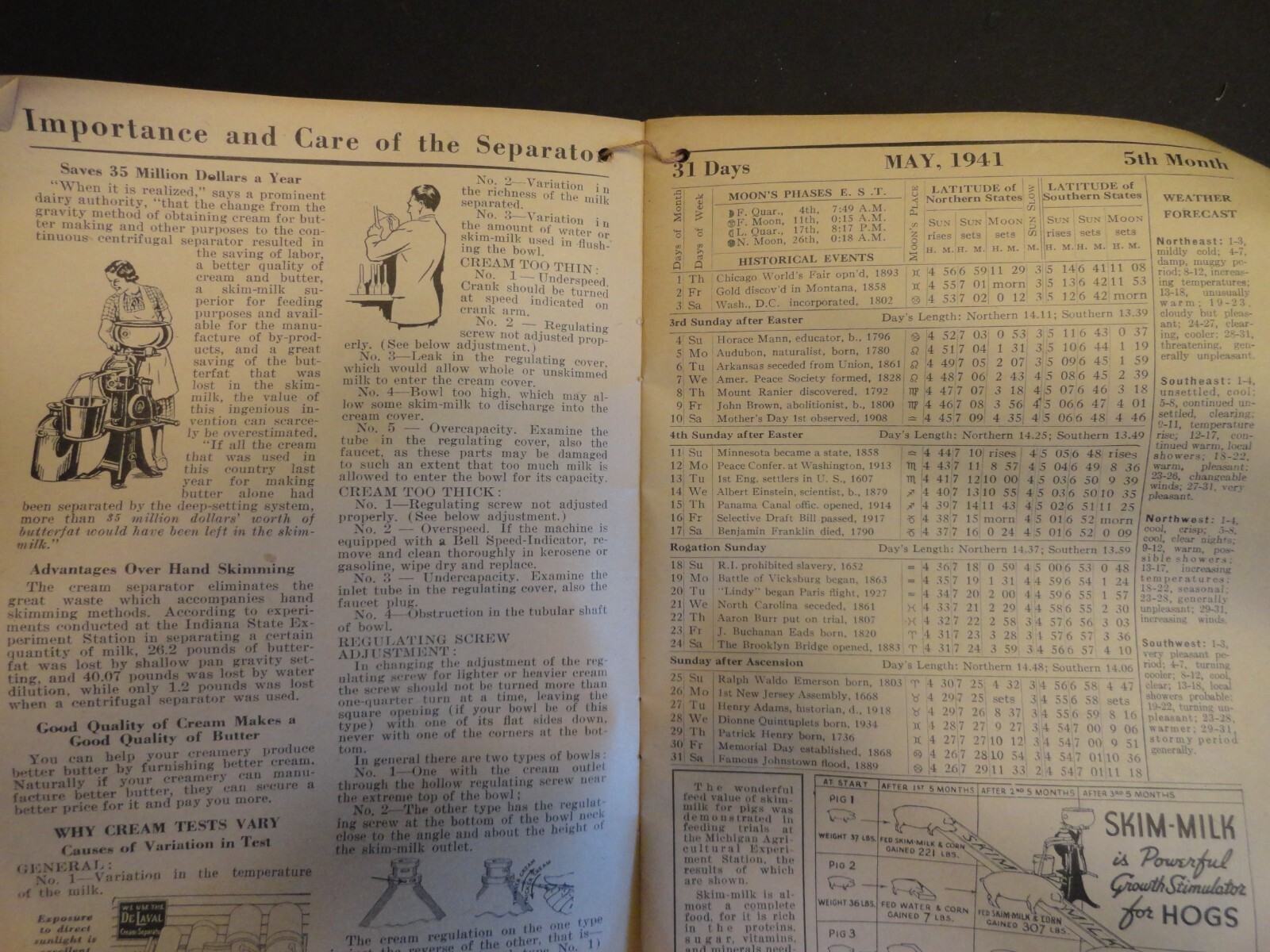1941 DE LAVAL HANDY REFERENCE YEARBOOK DAIRY FARM SEPARATOR MILKER ARCADIA WI