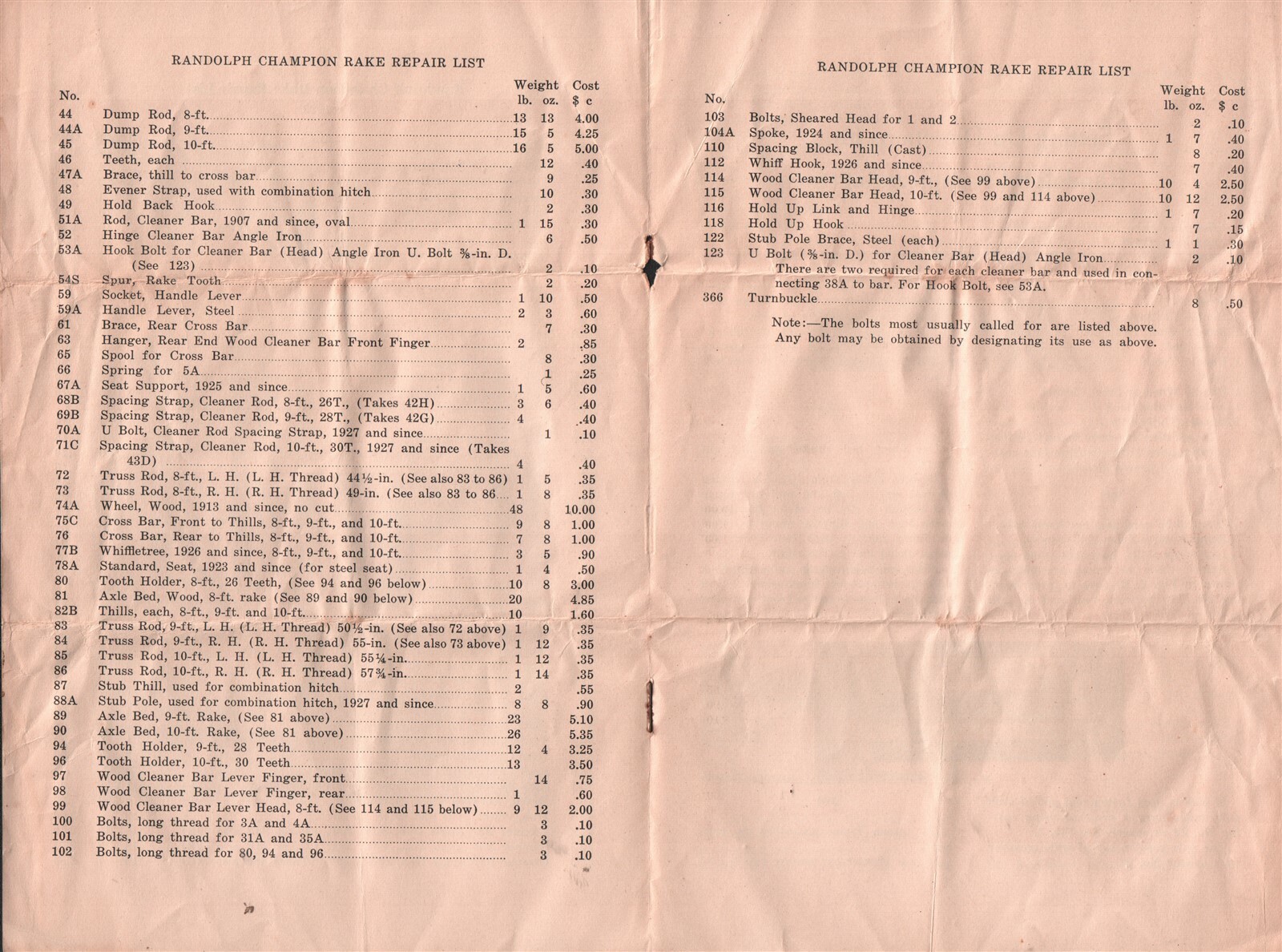 1929 Randolph Champion Wood Rake – Sargent, Osgood & Roundy Co Original Brochure