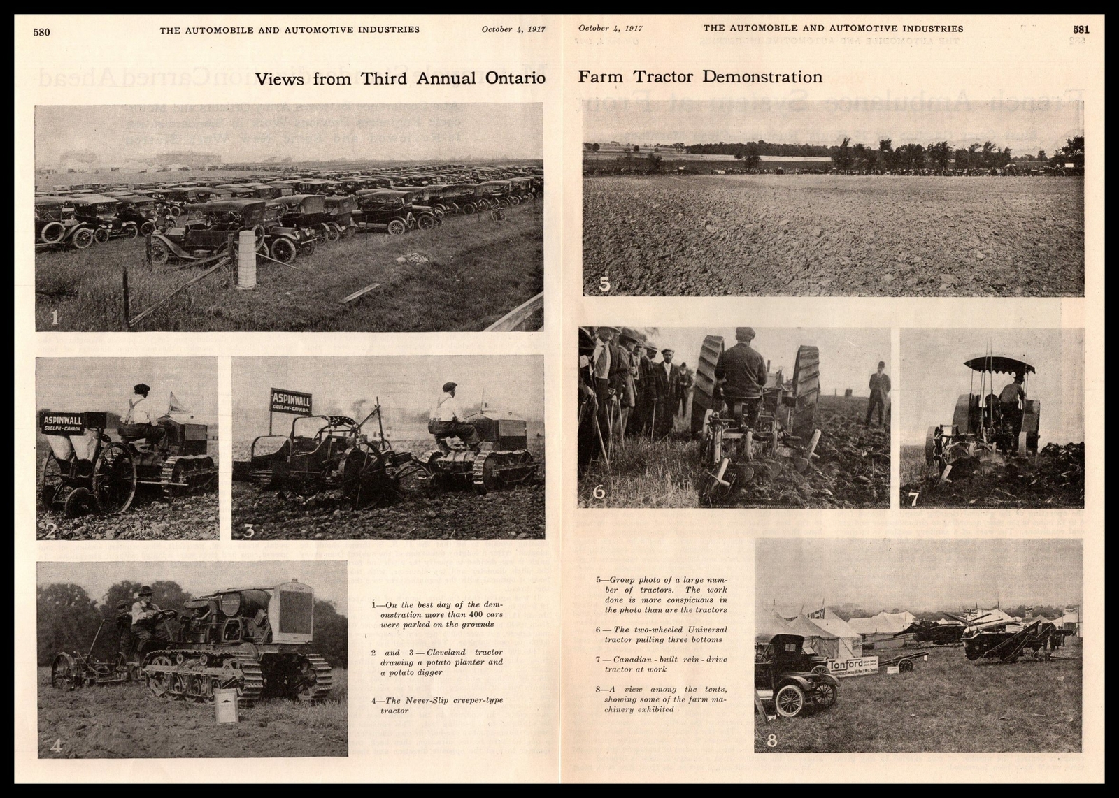 1917 Cleveland & Universal Tractor Ontario CA Farm Exhibit 2-Page Photo Print Ad
