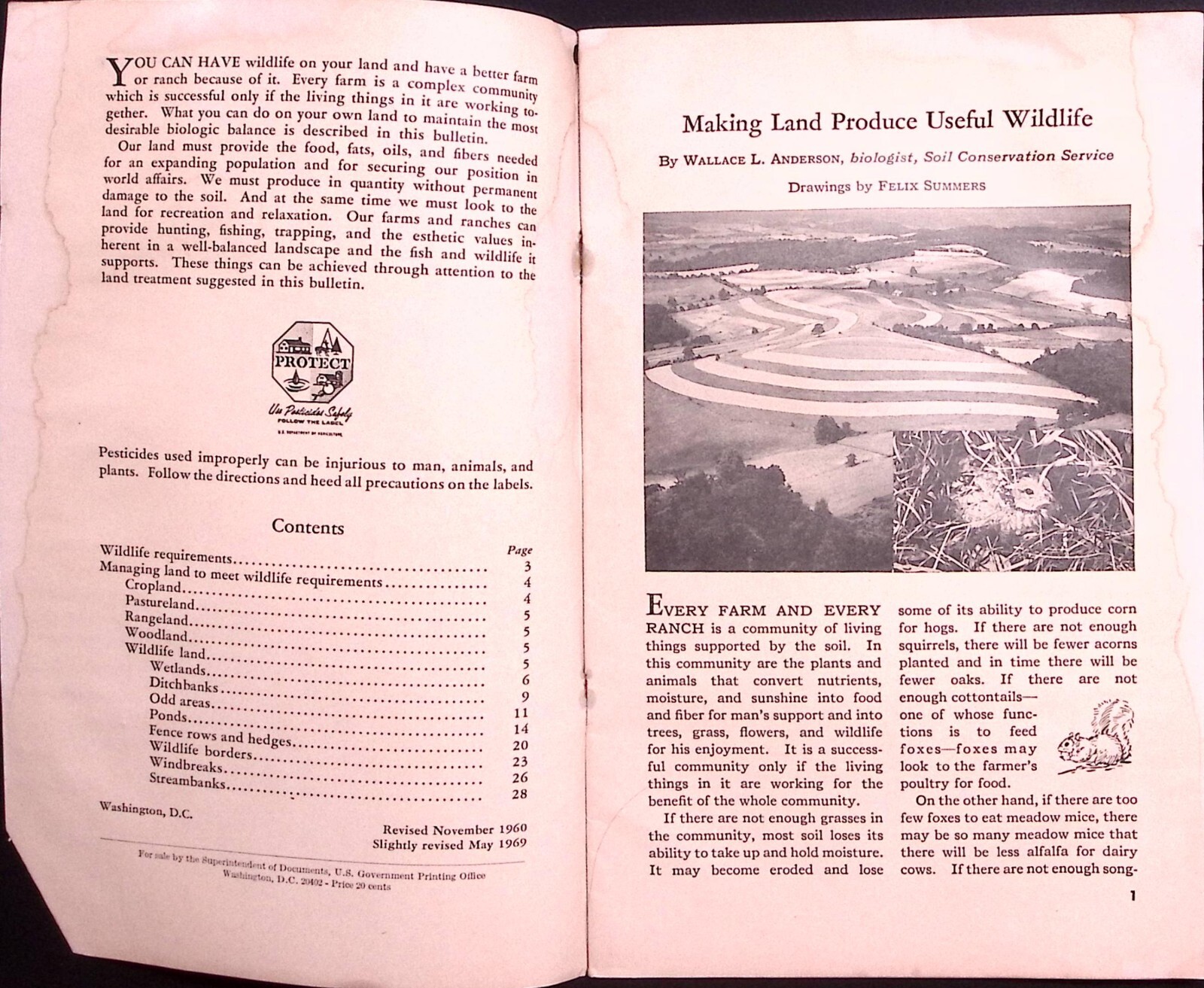 1969 US DEPARTMENT OF AGRICULTURE MAKING LAND PRODUCE USEFUL WILDLIFE BOOKLET Z9