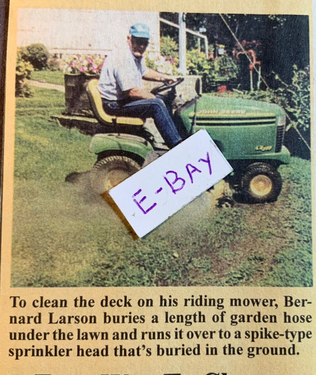 2004 Magazine Article. Bernard Larson. Mabel, Minn. Cleaning a Riding Mower Deck