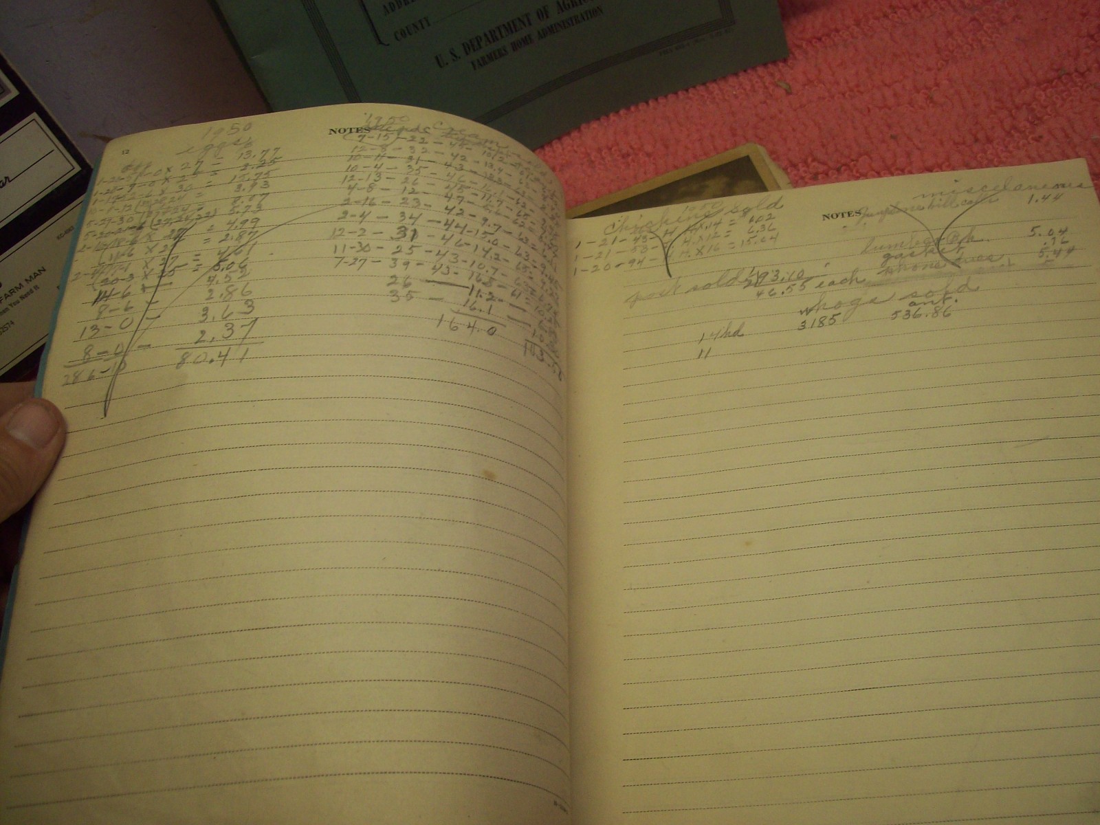 Vintage Lot 1940s 1950s 1960s FHA FSA Farm Record Book, Standard Oil, Waggoners