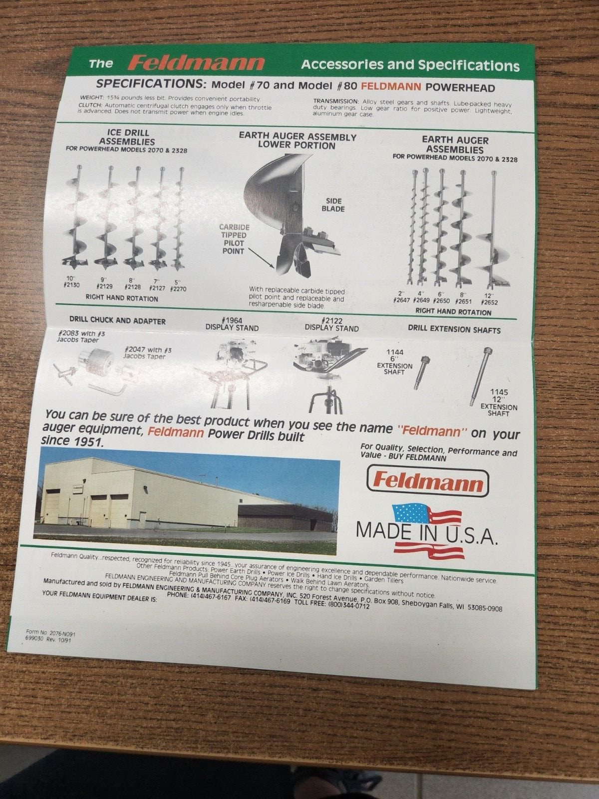 Feldmann advertising: Portable Augers, Aerator Manual, and the Devil Stick