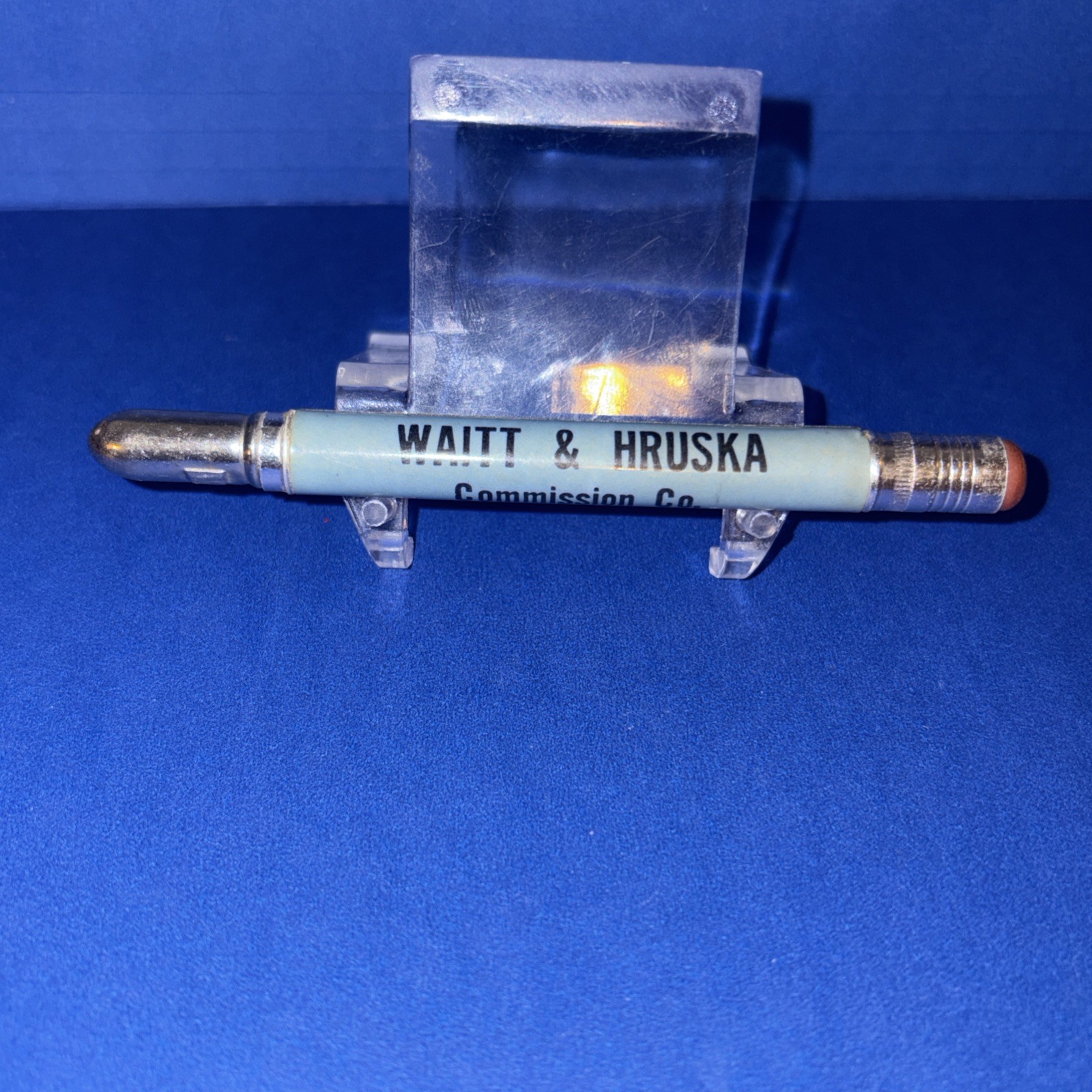 Waitt & Hruska Commission Co. Stock Yards Sioux City, IA Vtg Ph Bullet Pencil