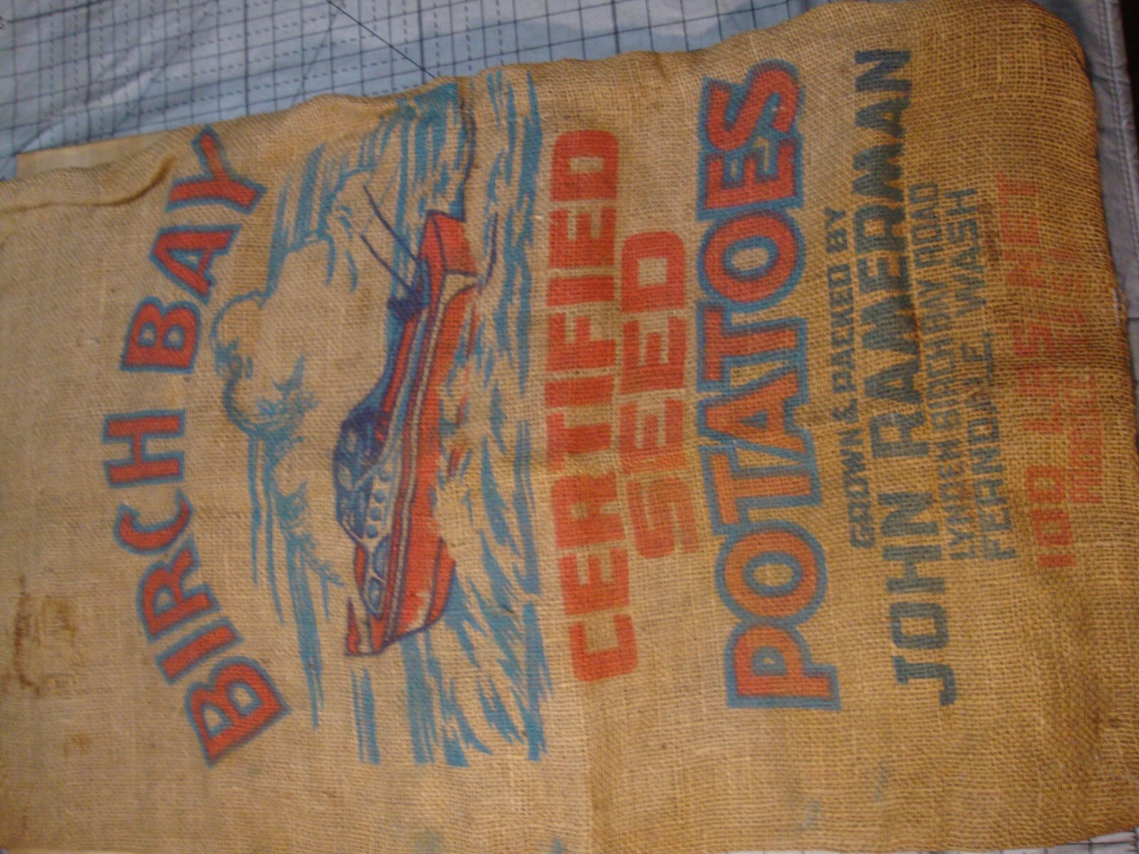 Vintage Potato Sack BIRCH BAY – grown by JOHN RAMERMAN-