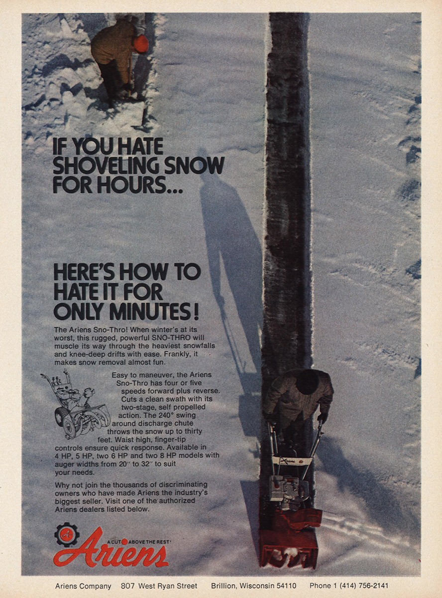1973 Ariens: If You Hate Shoveling Snow Vintage Print Ad