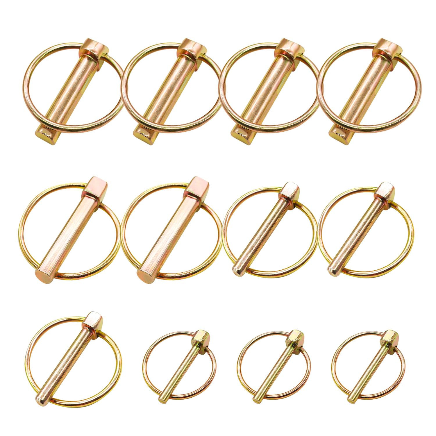 12Pcs 4 Sizes Lynch Pin Assortment Kit Tractor Pins Linch Pins 3 Point Hitch Pin