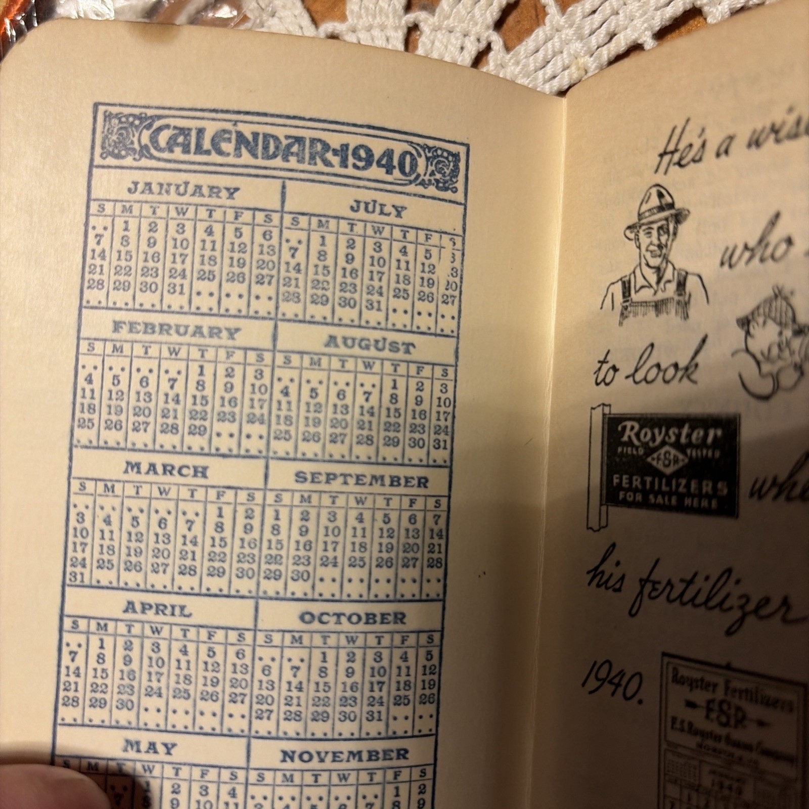 3) 1940 – 41 F.S. Royster Guano Co. Fertilizer Adv Pocket Memo Book Norfolk, VA