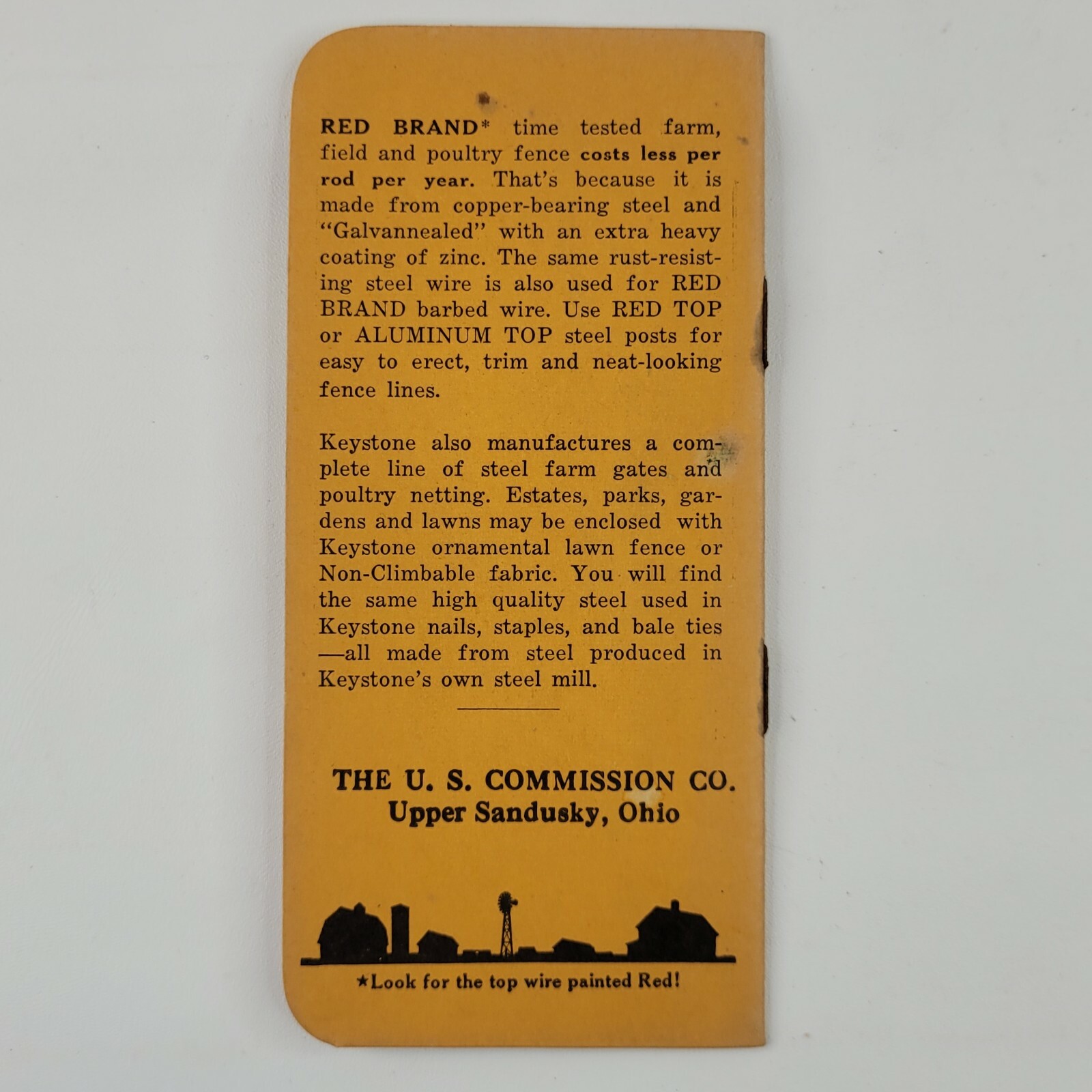 1940s Monarch Red Brand Fence Notebook Ad Giveaway Keystone Steel US Commission