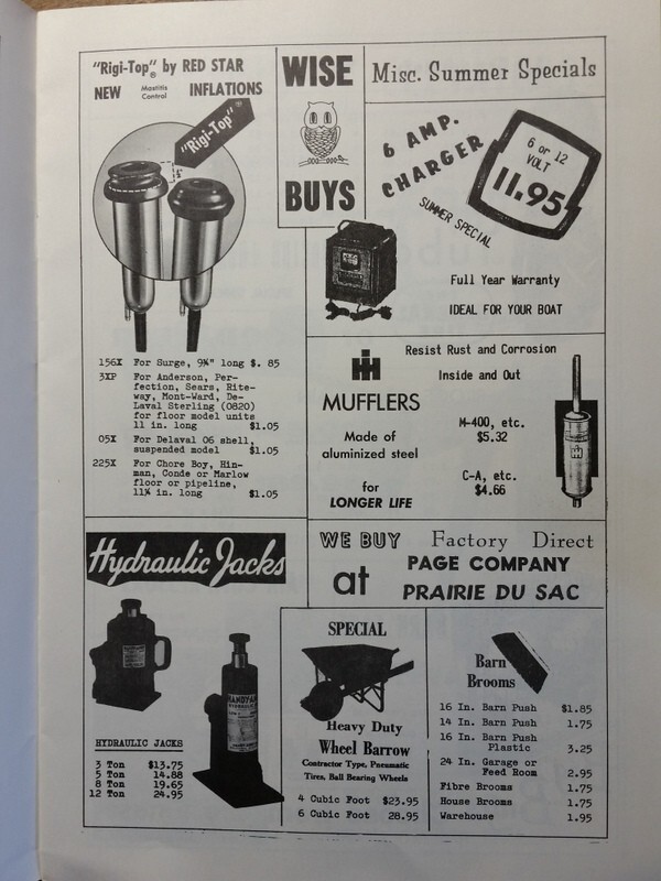 c1950 Page Co IHC Farm Catalog Prairie du Sac WI Implements Parts Tools Etc