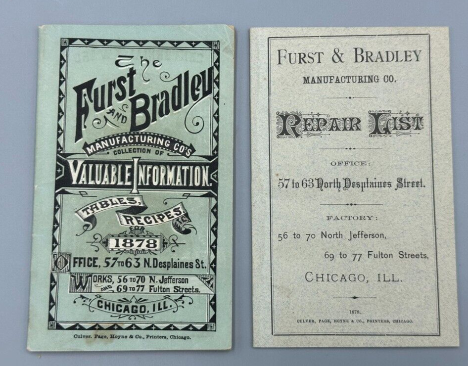 1878 FURST & BRADLEY PLOWS Pocket Catalog Repair List FARM Antique Advertising