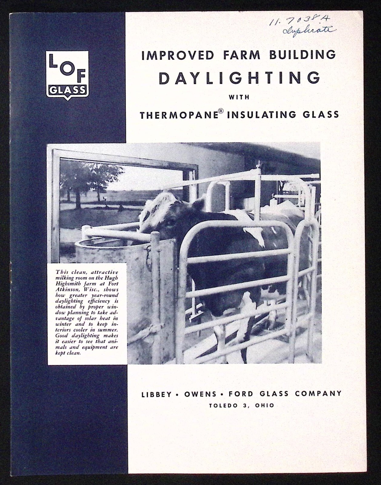 1950 Libbey Ownes Ford Glass Co Daylighting with Thermopane Glass Brochure