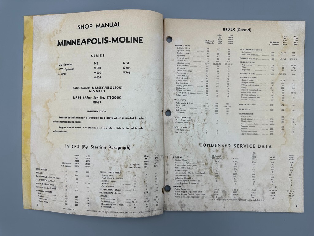 c 1970 IMPLEMENT & TRACTOR Shop Manual MINNEAPOLIS MOLINE Farm Advertising