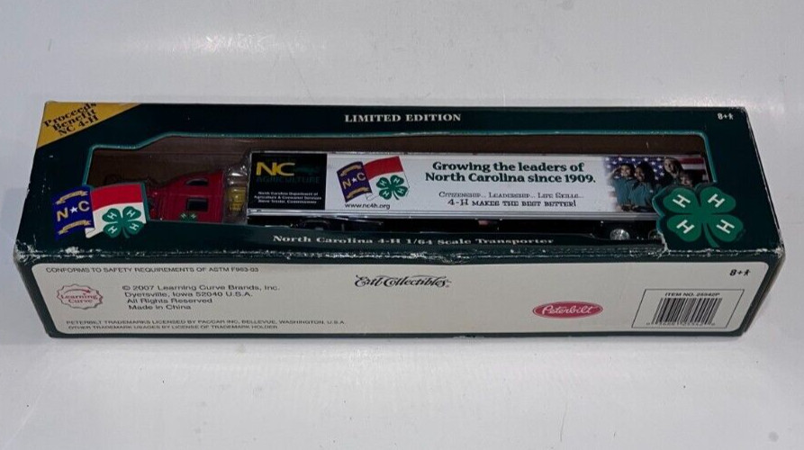 2007 Ertl Diecast, PETERBUILT SEMI TRACTOR TRAILER / NORTH CAROLINA 4-H (1/64)