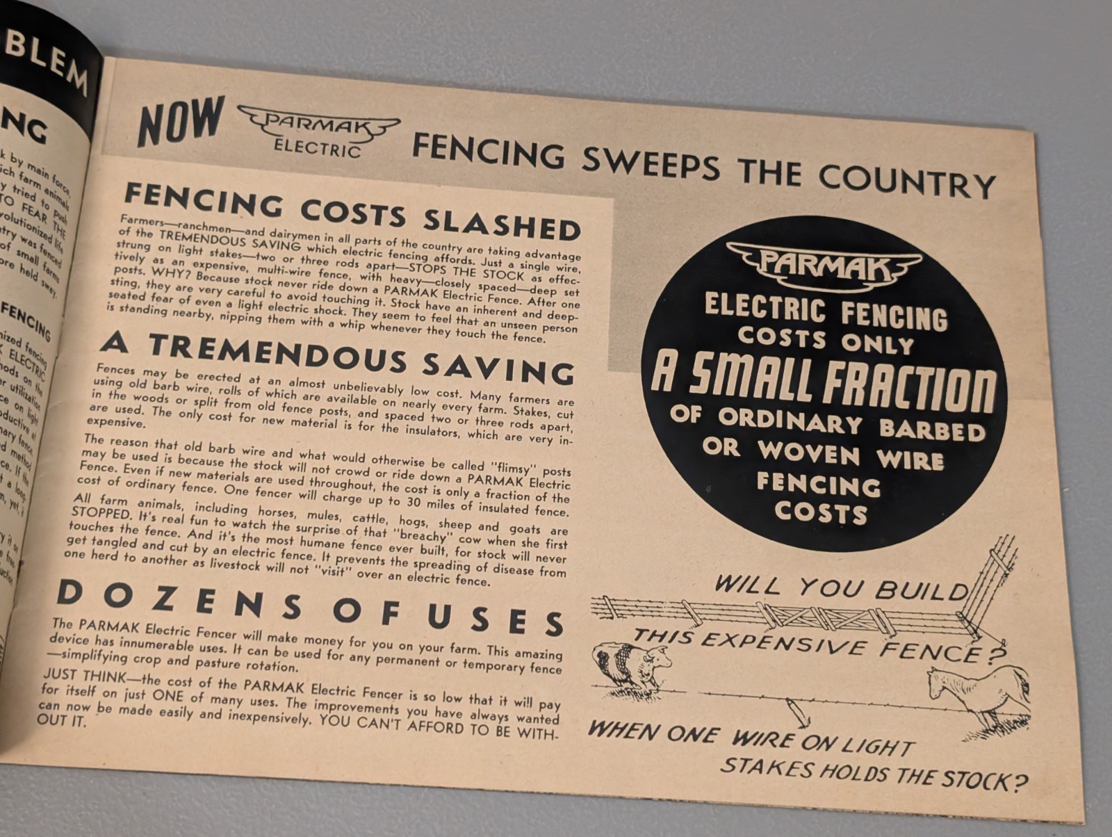 Parmak Electric Fencer 1939 Catalog Booklet w/ Letter – 1930s Depression Era Ad