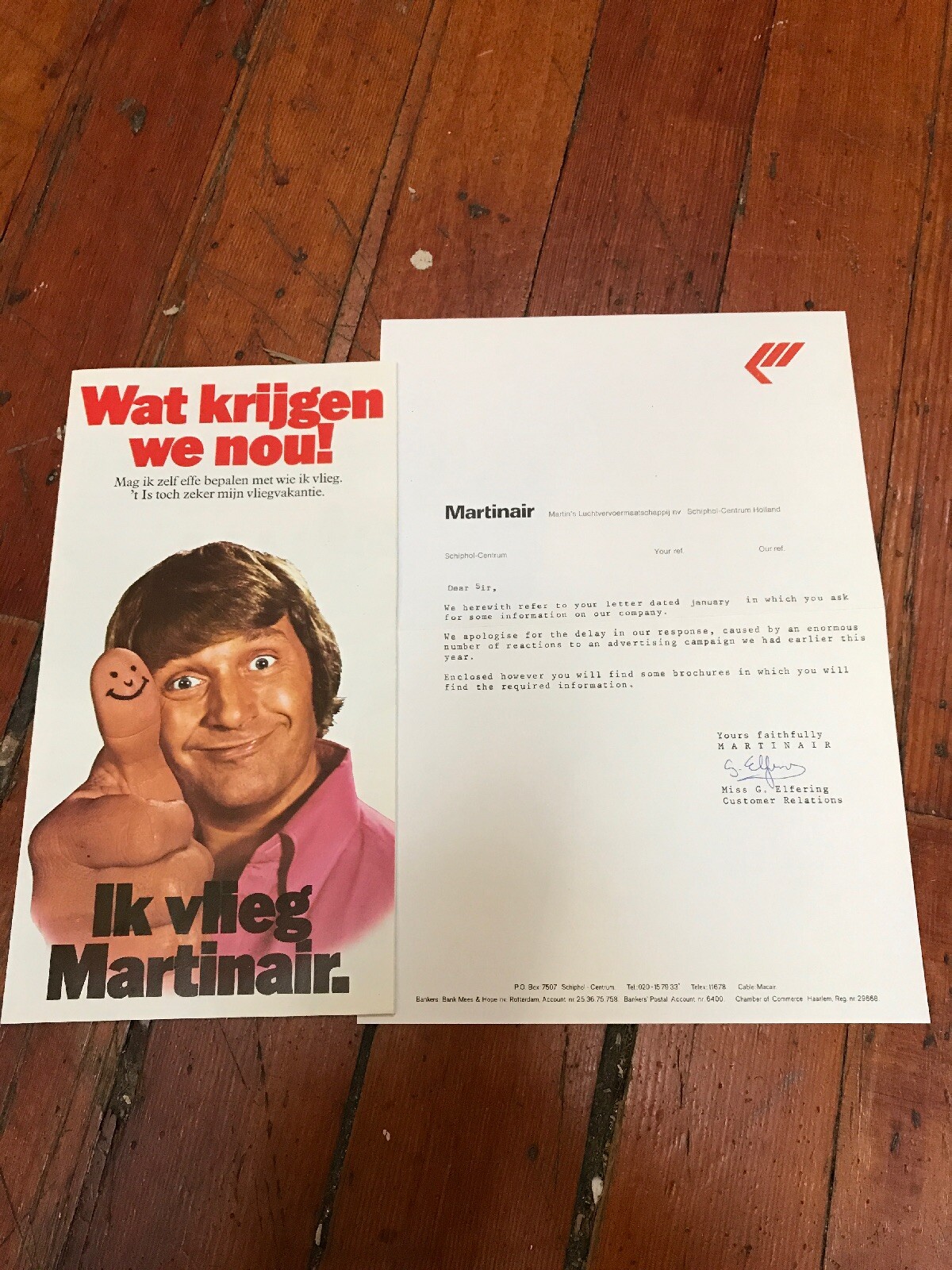 Matinair Holland Brochure w/ Letter Vintage