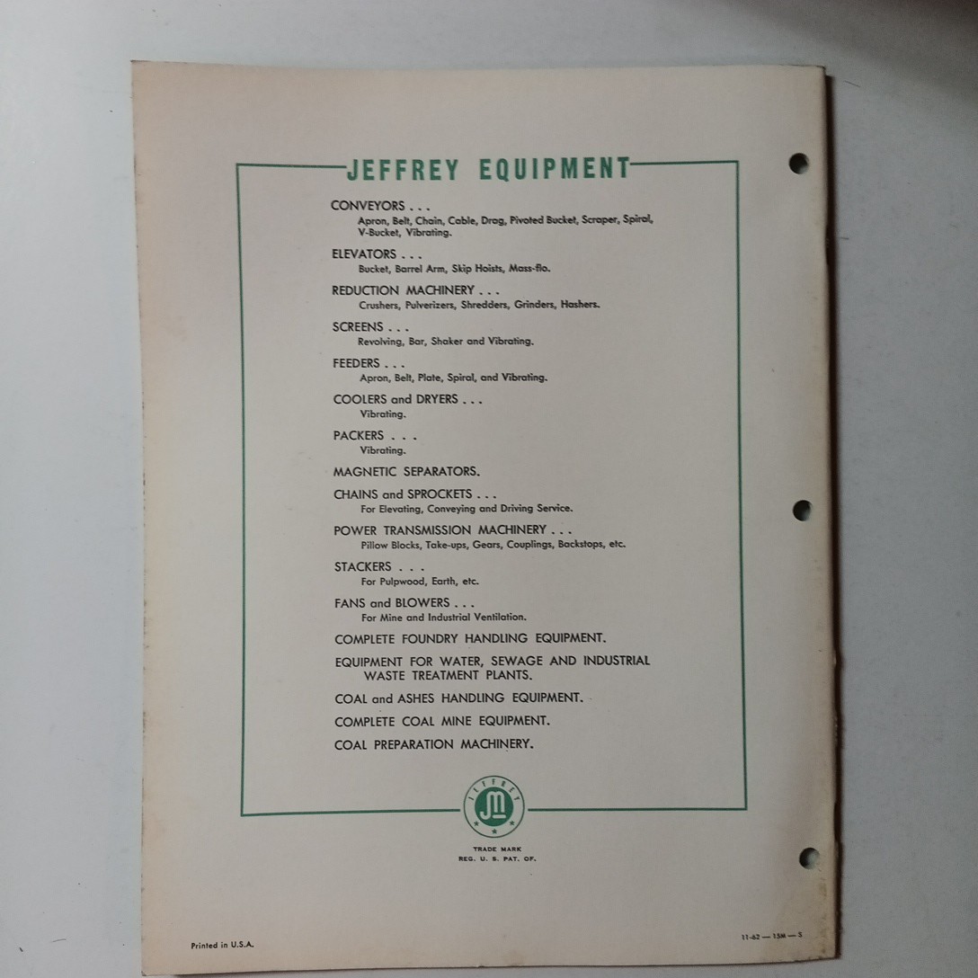 1960s Jeffrey Spiral Conveyors & Feeders Machinery Catalog 1001 Advertising
