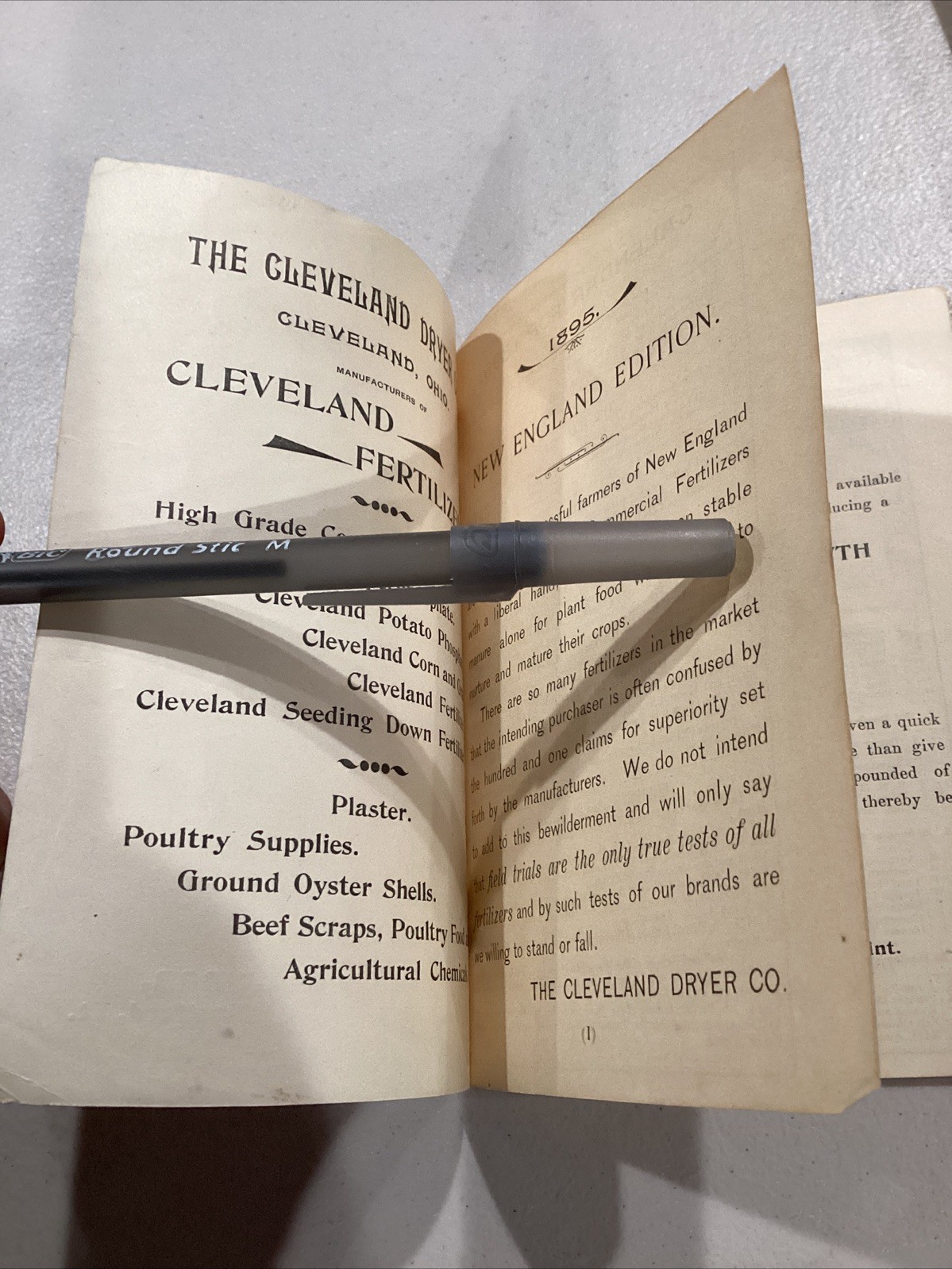 1895 The Cleveland Dryer Co Perfect Drilling Blood Bone Fertilizer Calendar Book