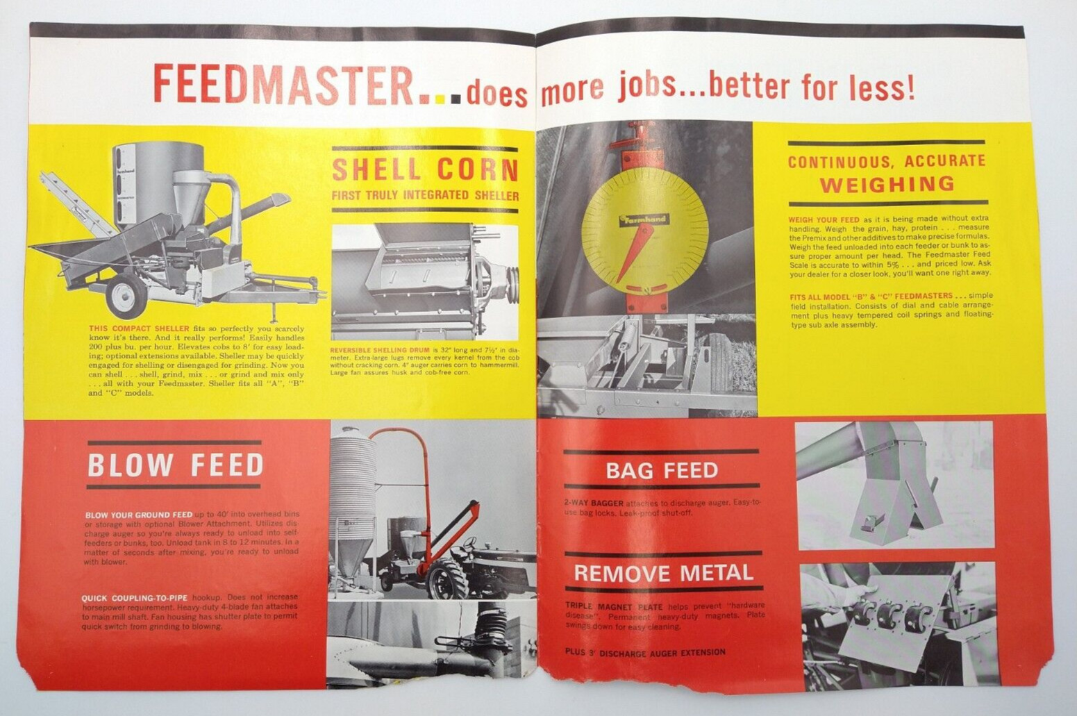 VTG 1960s Farmhand Feedmaster Dealer Sales Brochure 8 pg 8.5&Prime;x11&Prime; Grinder Mixer