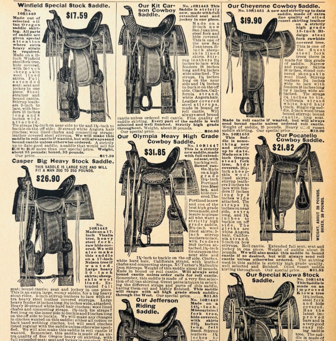 1901 Horse Saddles Reproduction Advertisement Sears Agriculture Riding DWW9A