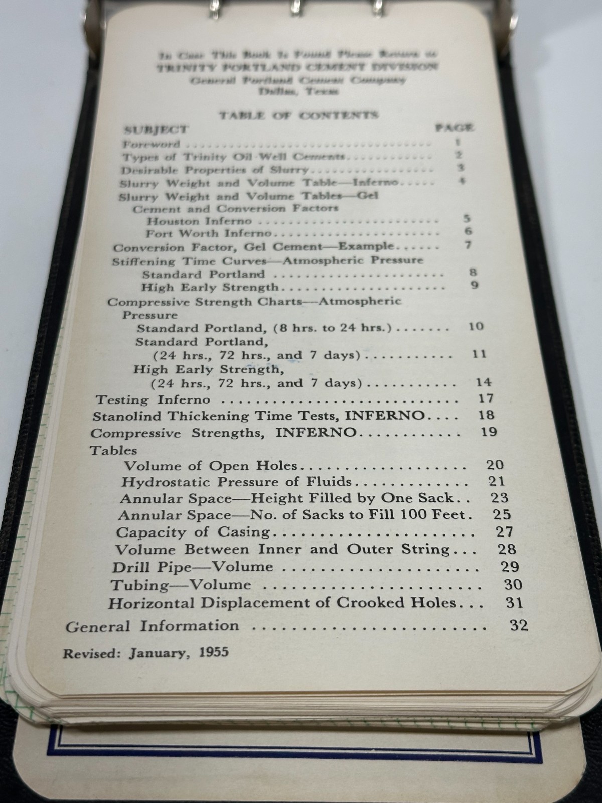 Vtg 1955 Trinity Portland Cement booklet with mixtures and formulas Dallas, Tx