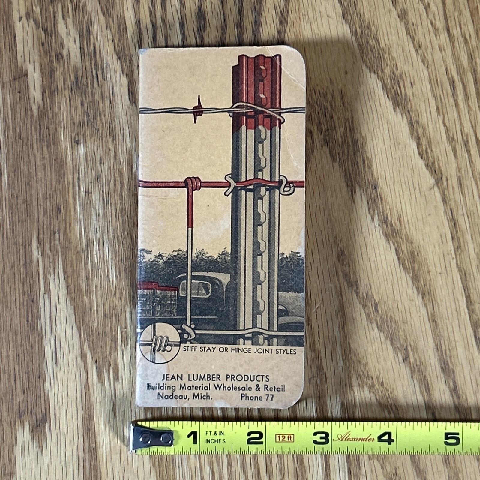 Vintage Red Brand Fence Advertising Notebook Nadeau MI Jean Lumber 1930s-1940s