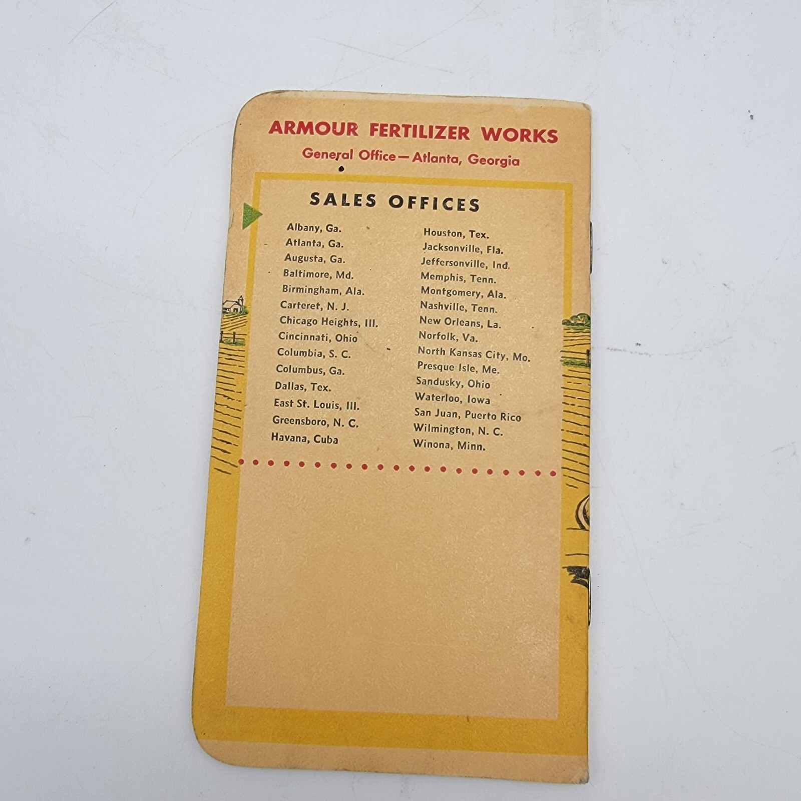 Armour Fertilizers Pocket Memo Book 1958/59 Calendar Nice Cover Unused