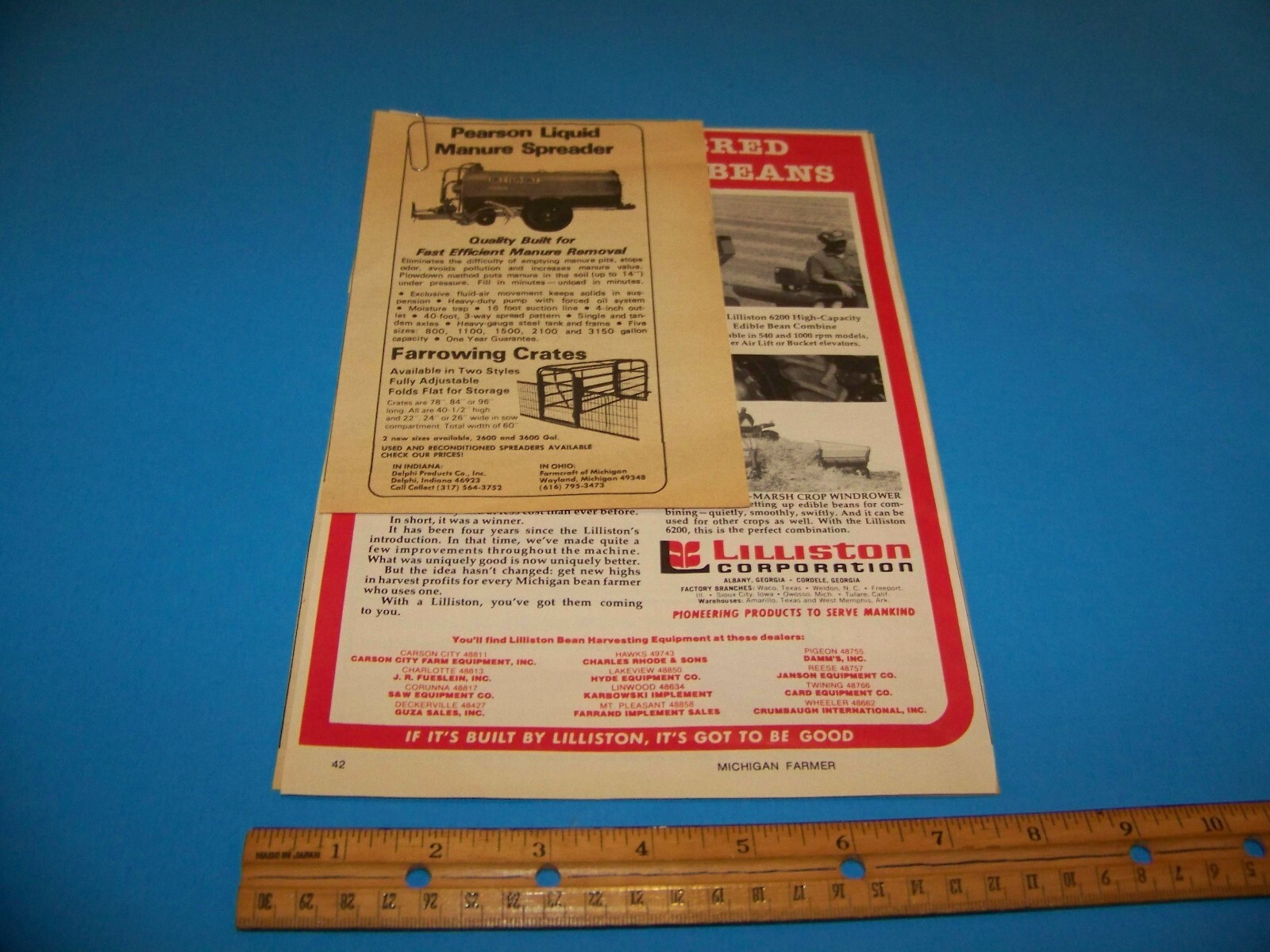 Mixed Lot Agricultural Print Ads from Magazine Vintage 1977 Knapheide Lilliston