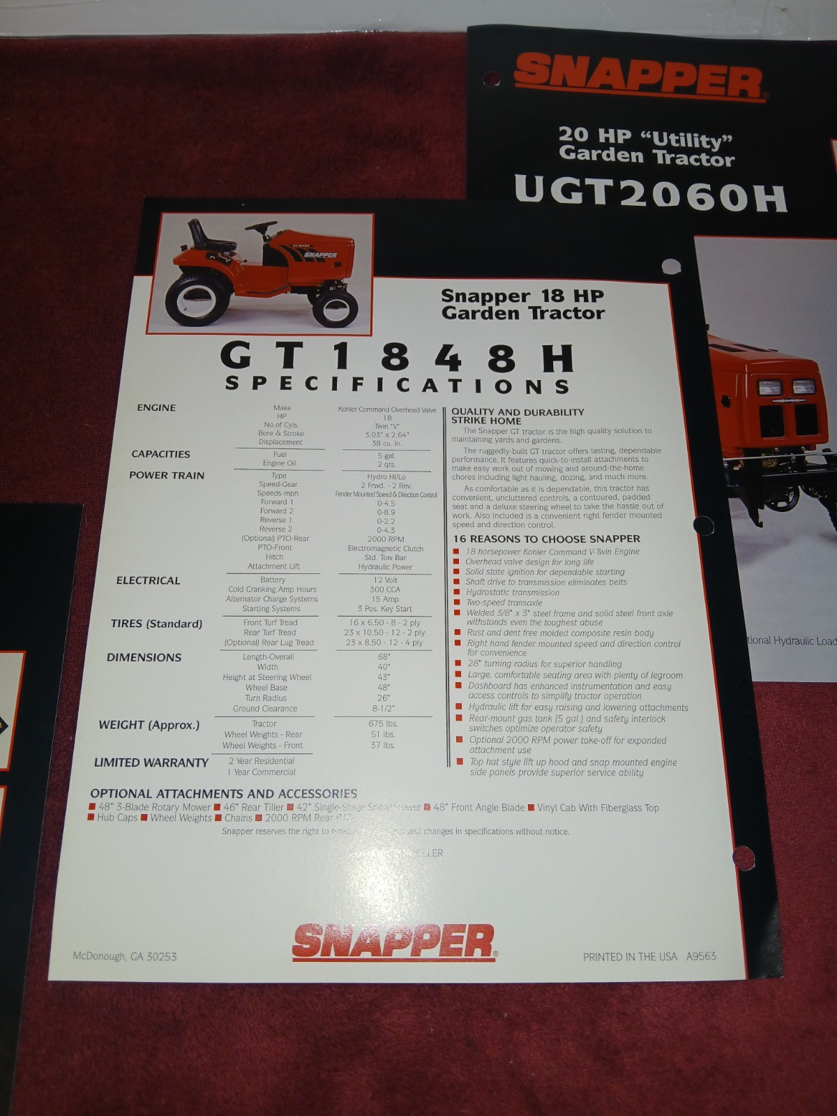 Snapper Garden Tractor Brochures
