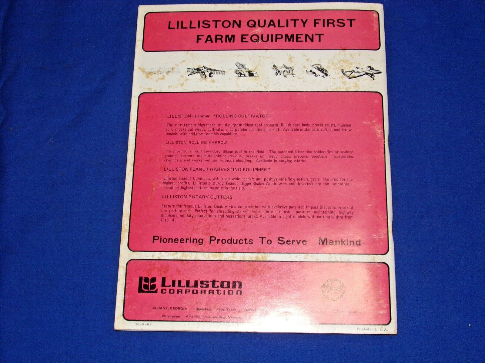 Vintage 1969 LILLISTON-2000 Rolling Cultivator Owner&rsquo;s Manual & Parts Book