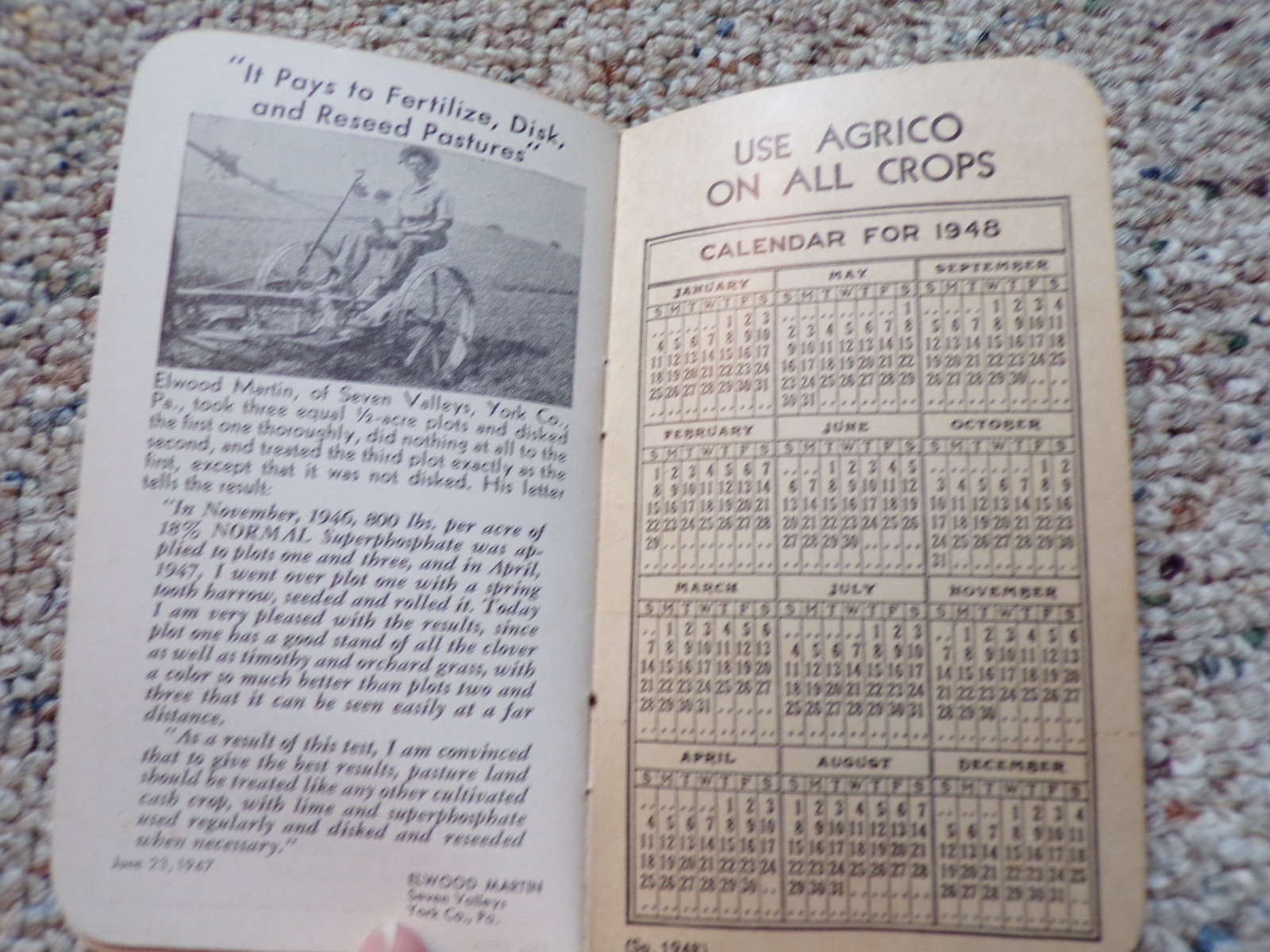 1948 Agrico Fertilizer American Agricultural Chemical Baltimore MD Bklt Notebk