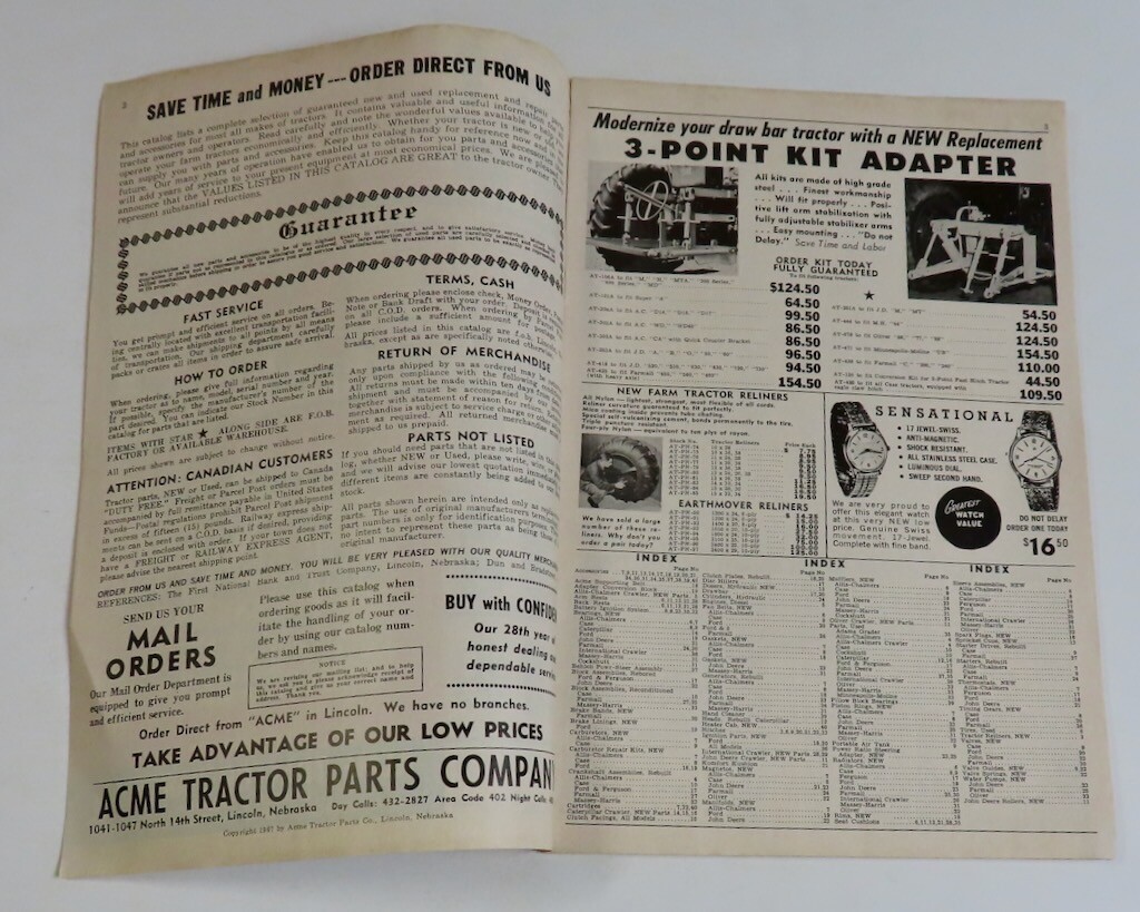 ACME TRACTOR PARTS Lincoln Nebraska 1967 Redbook Catalog