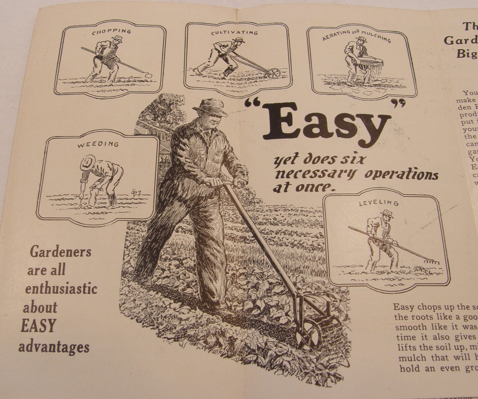 VINTAGE 30&rsquo;s ADVERTISING BROCHURE EASY MFG CO GARDEN CULTIVATOR LINCOLN NE