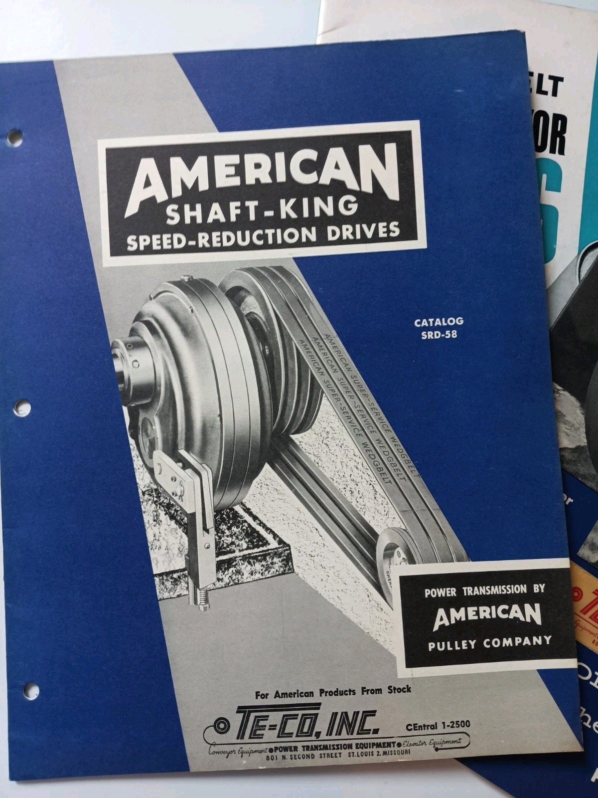 3 Vintage TE-CO American PULLEY Sales Brochure Catalog Lot SrD-58, CP-57, 2716