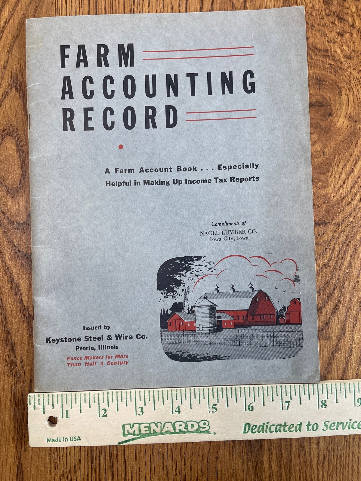 VTG Iowa City Nagle Lumber Advertising Farm Accounting Record Book Keystone